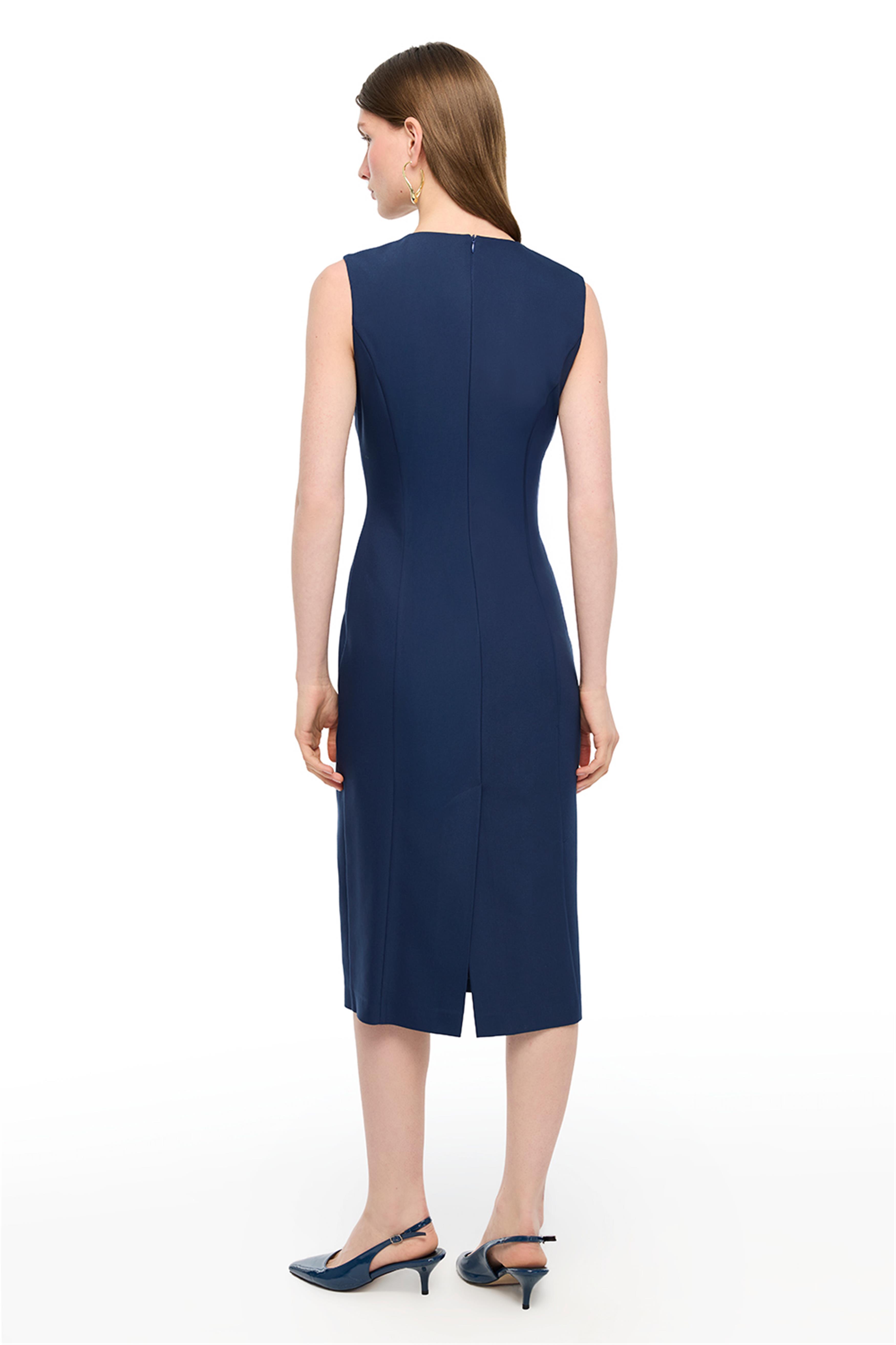 Lacivert Midi Elbise