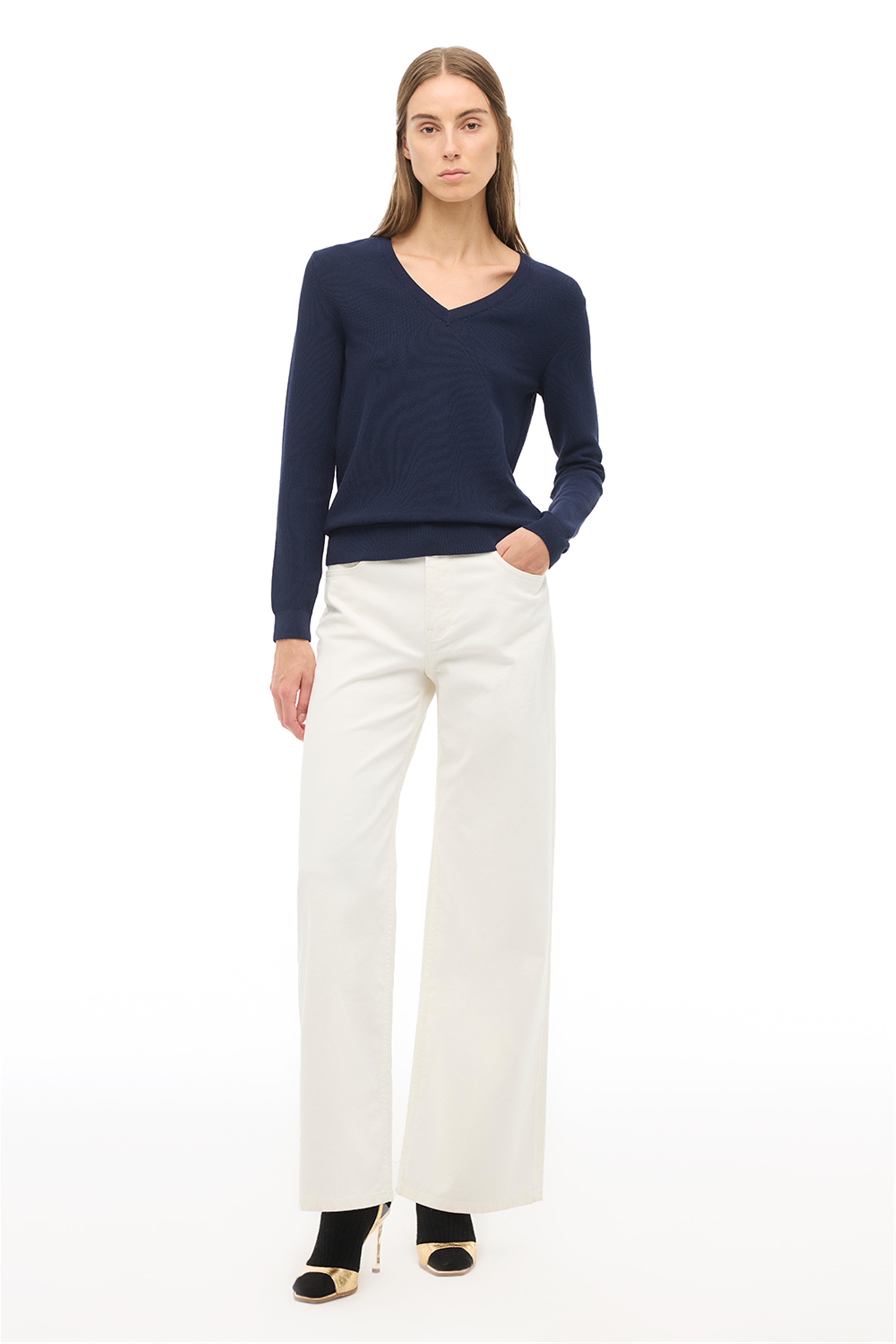 Lacivert V-Yaka Triko Kazak