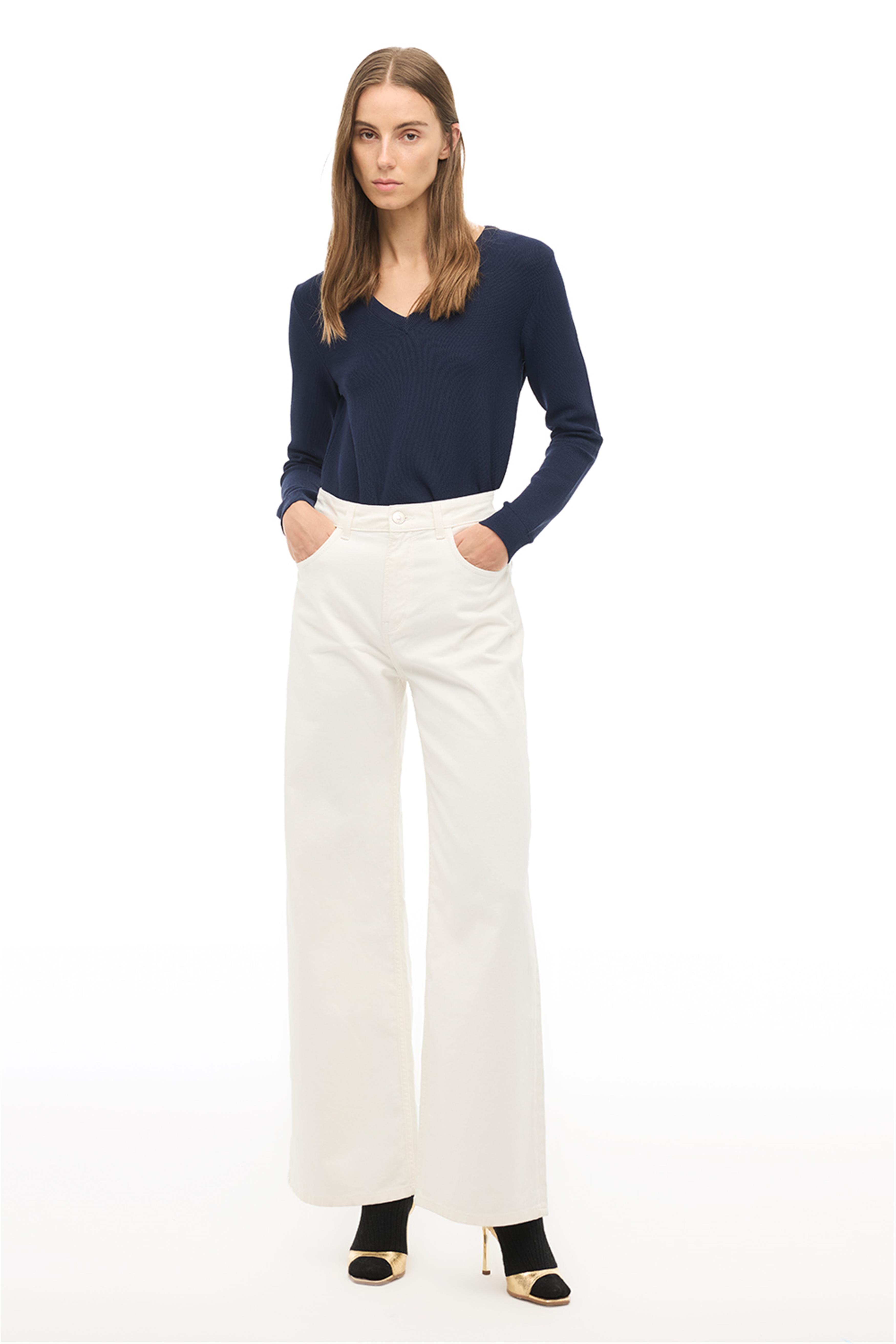 Lacivert V-Yaka Triko Kazak