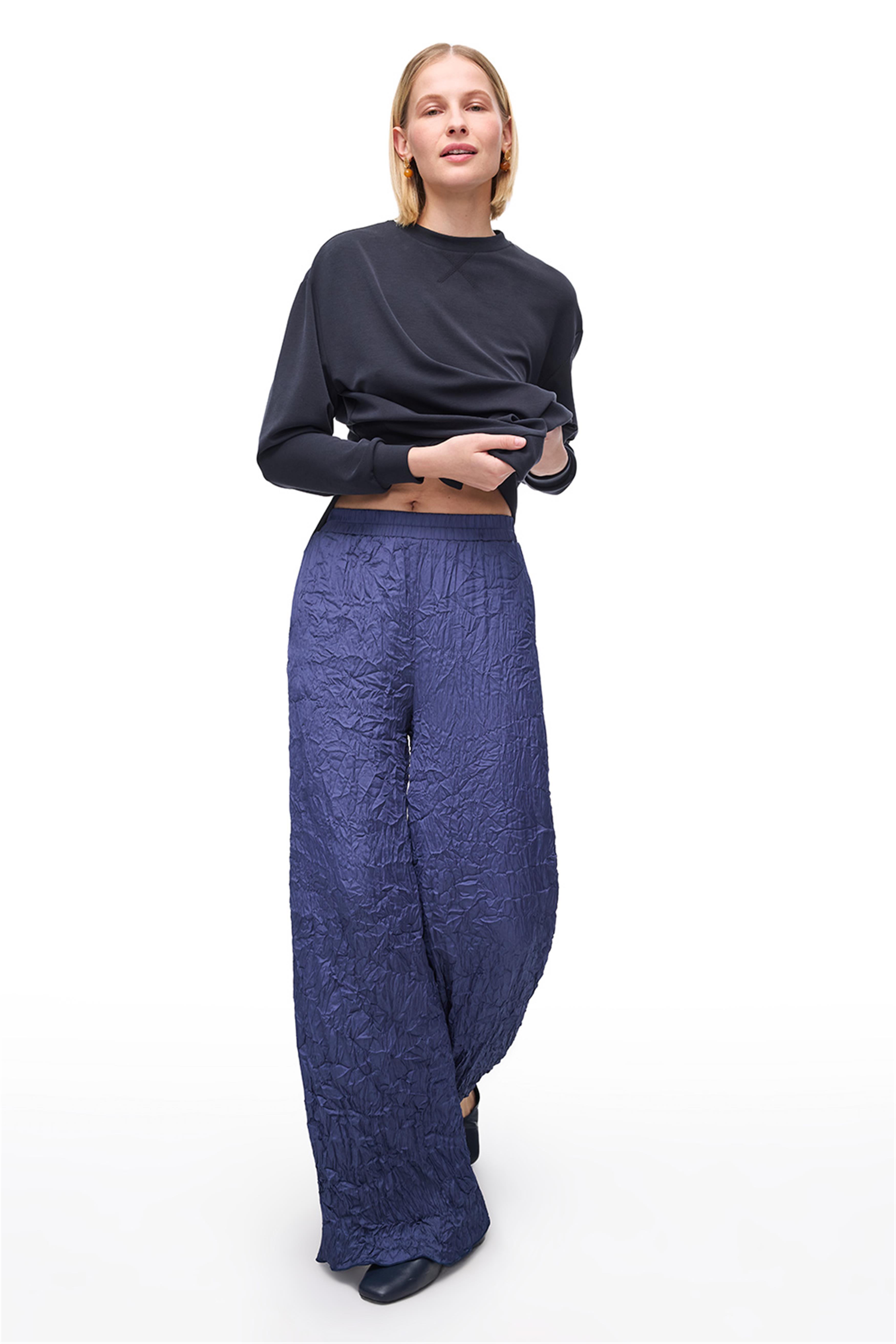 Lacivert Yüksek Bel Konforlu Pantolon