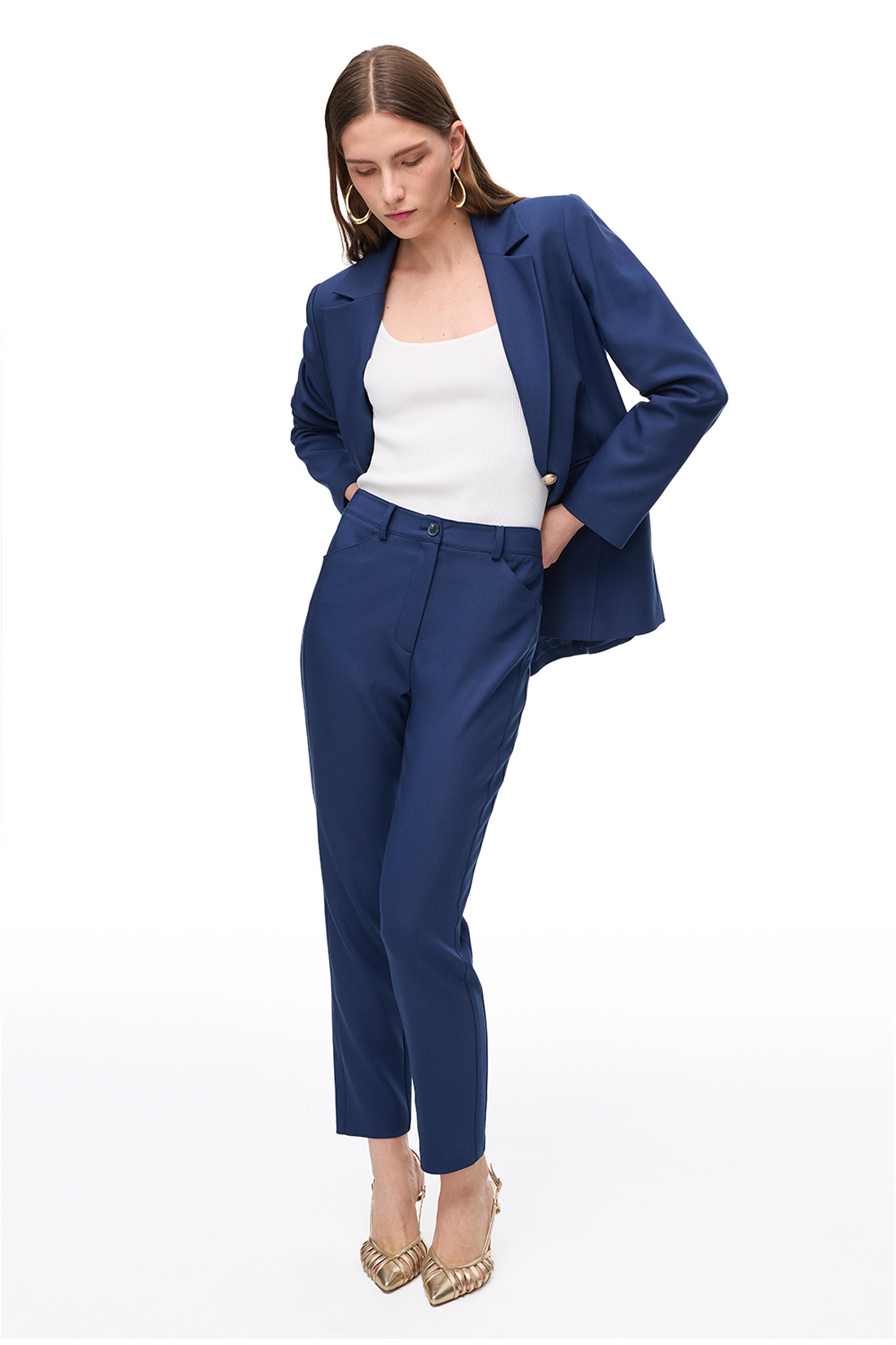 Lacivert Yüksek Bel Pantolon