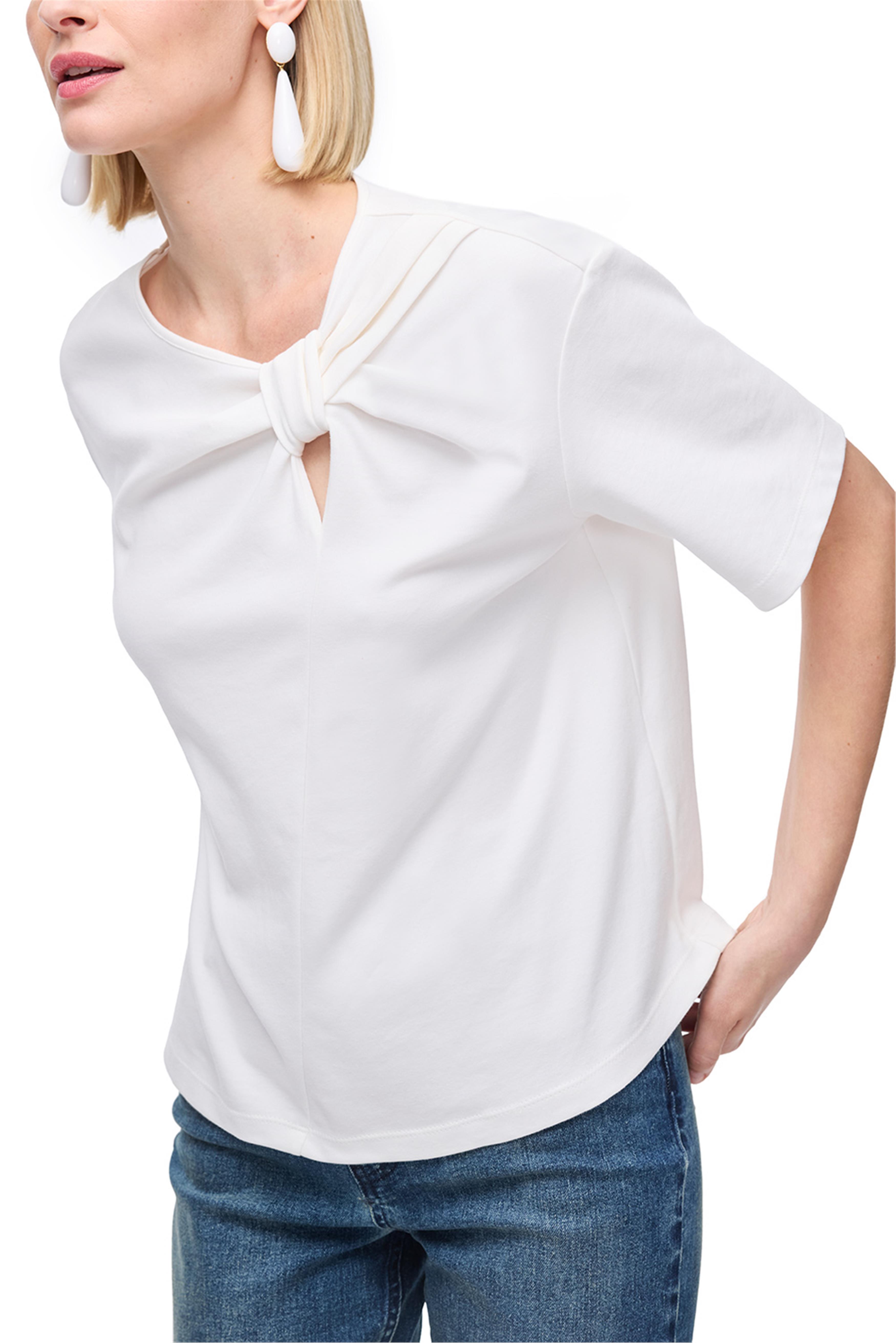 Makis Beyaz Renk Regular Fit Bisiklet Yaka Düşük Kollu Tişört