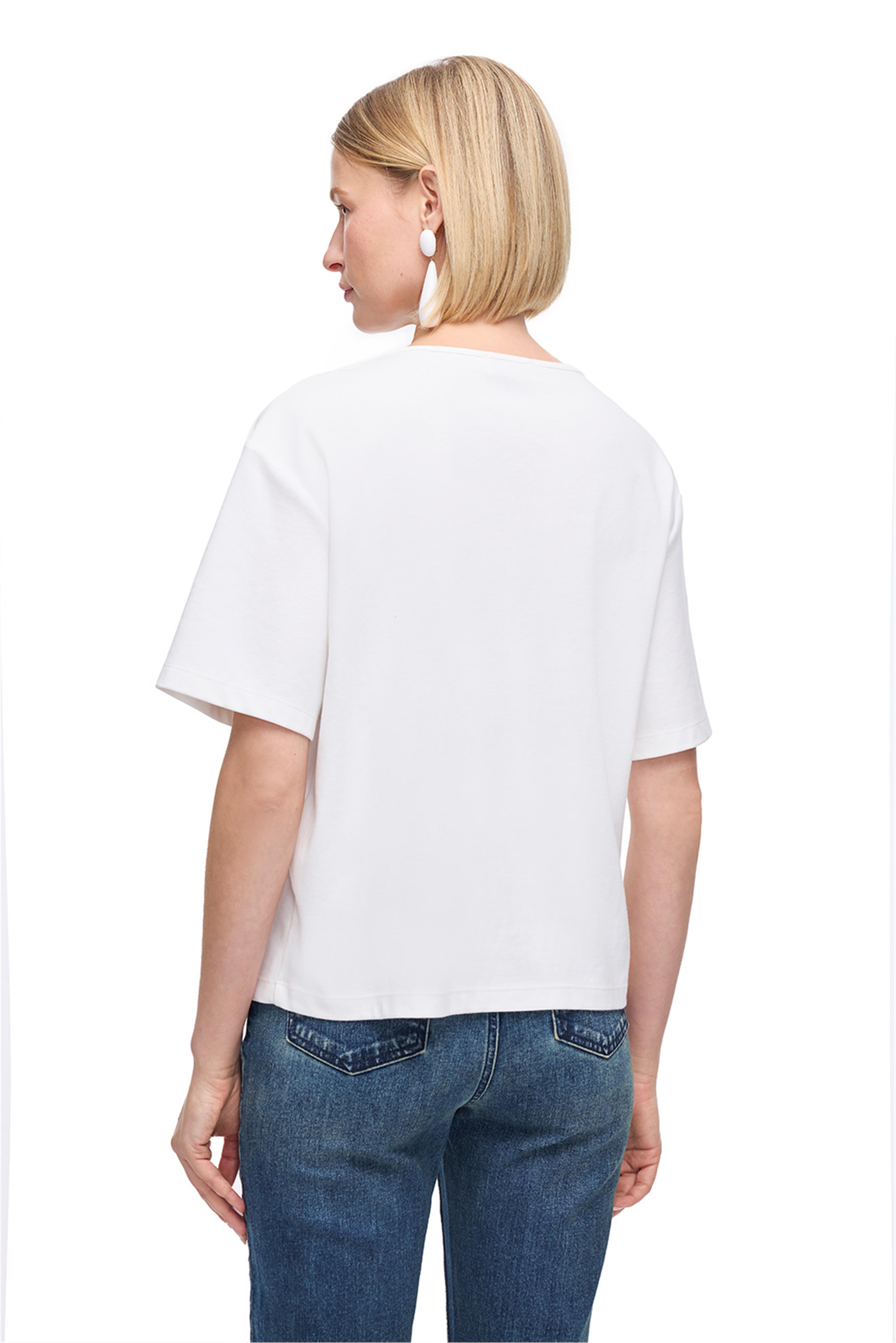 Makis Beyaz Renk Regular Fit Bisiklet Yaka Düşük Kollu Tişört