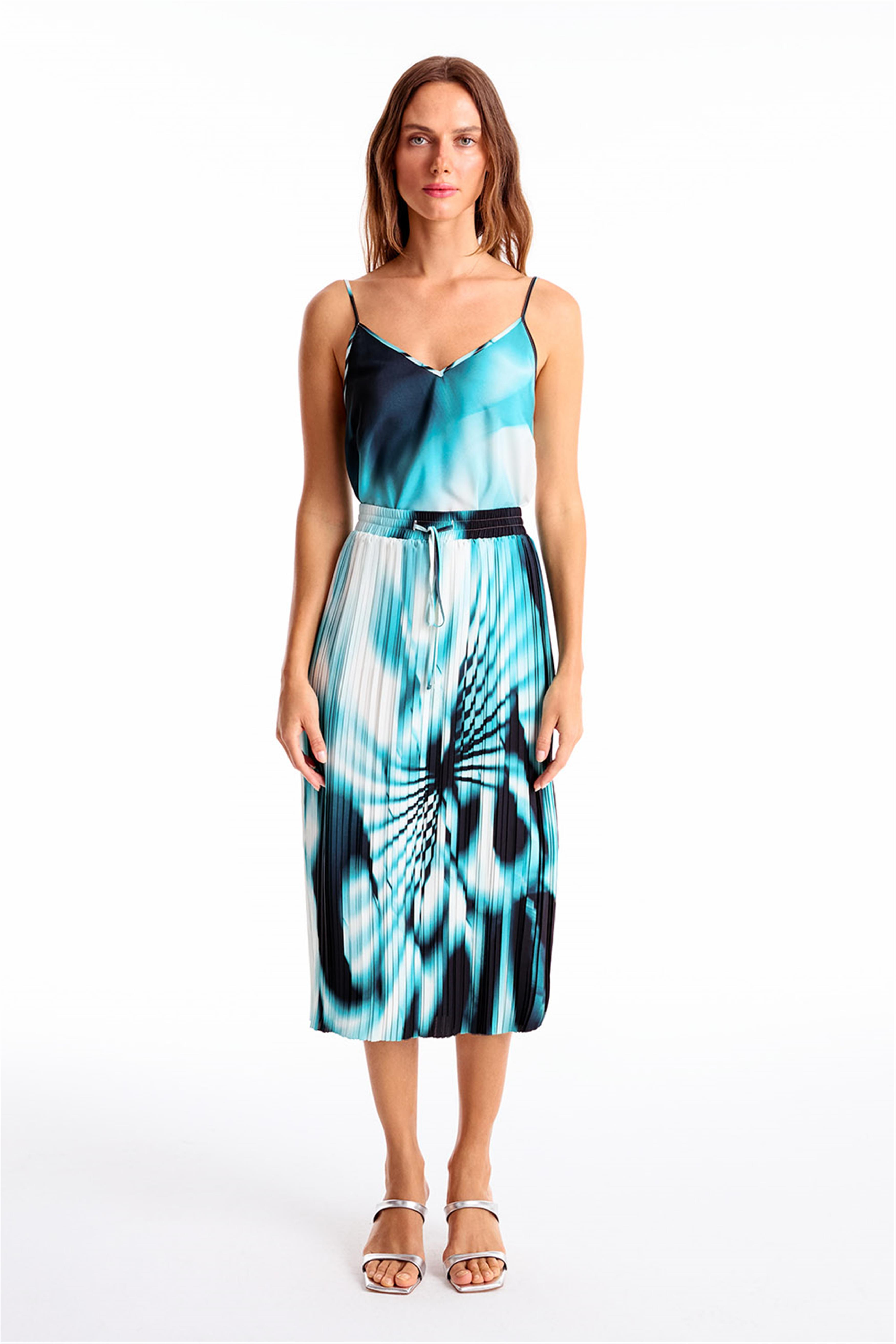 Mavi Japsis Regular Fit Yüksek Bel Midi Boy Etek