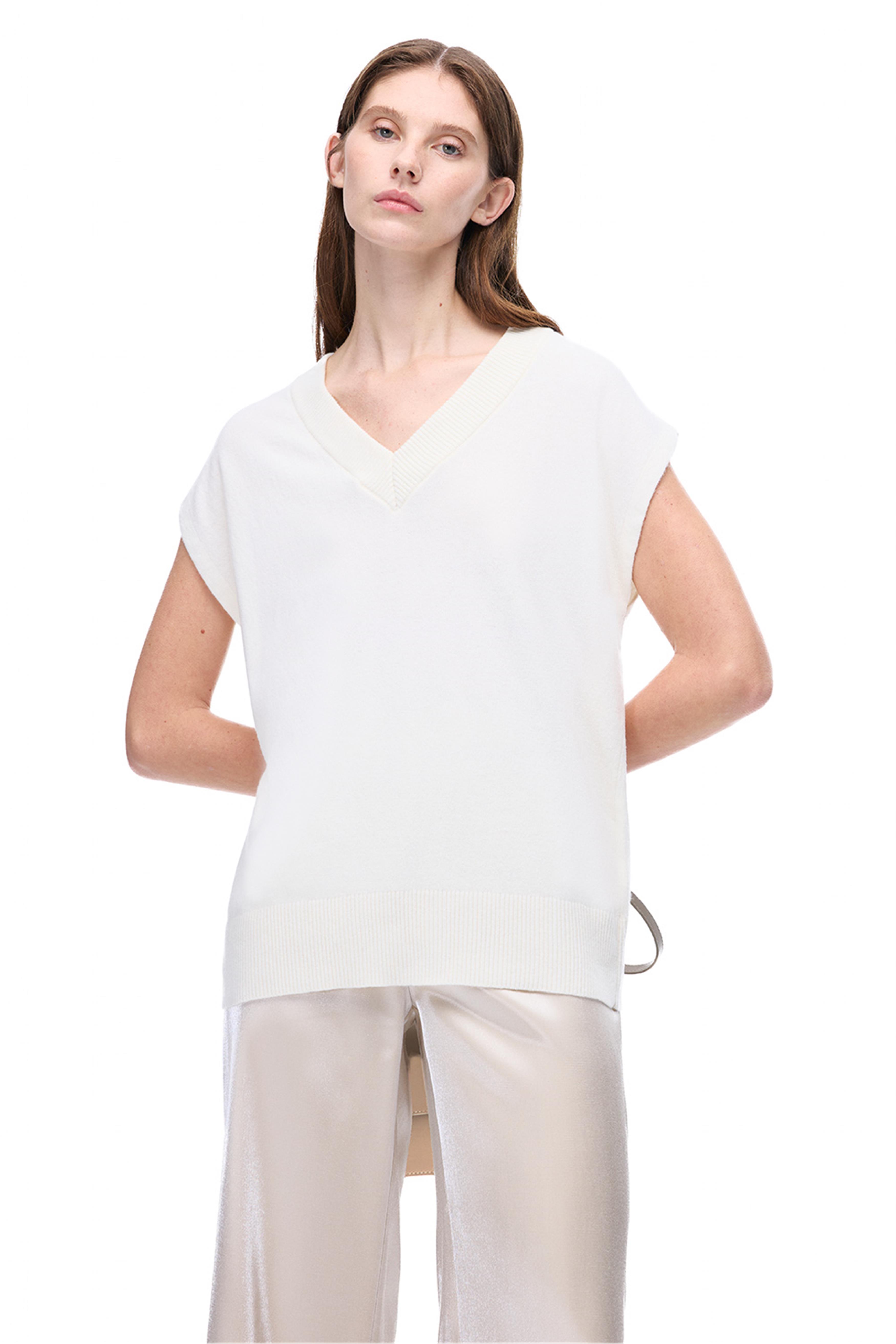 Mayra Regular Fit Standart Boy Süveter Görünümlü Ekru Renk Kadın Triko Bluz