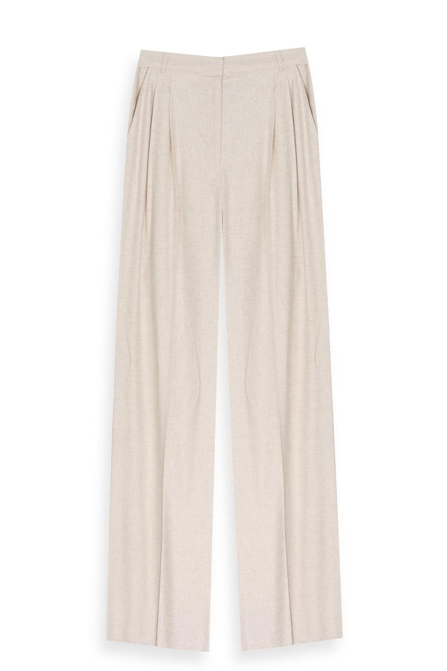 Monostar Regular Fit Standart Boy Geniş Paça Bej Renk Kadın Pantolon