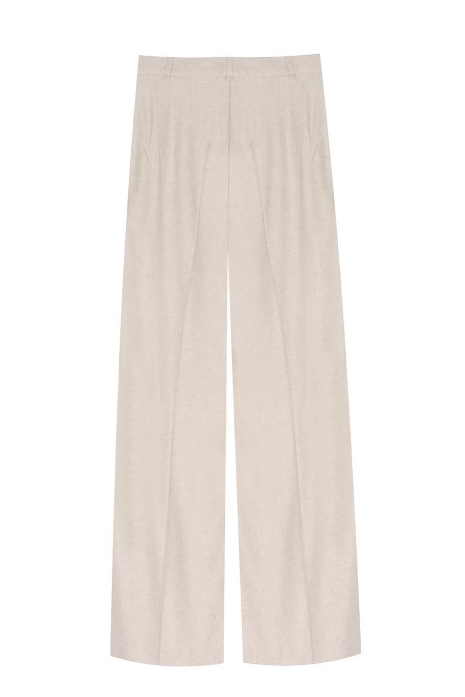 Monostar Regular Fit Standart Boy Geniş Paça Bej Renk Kadın Pantolon