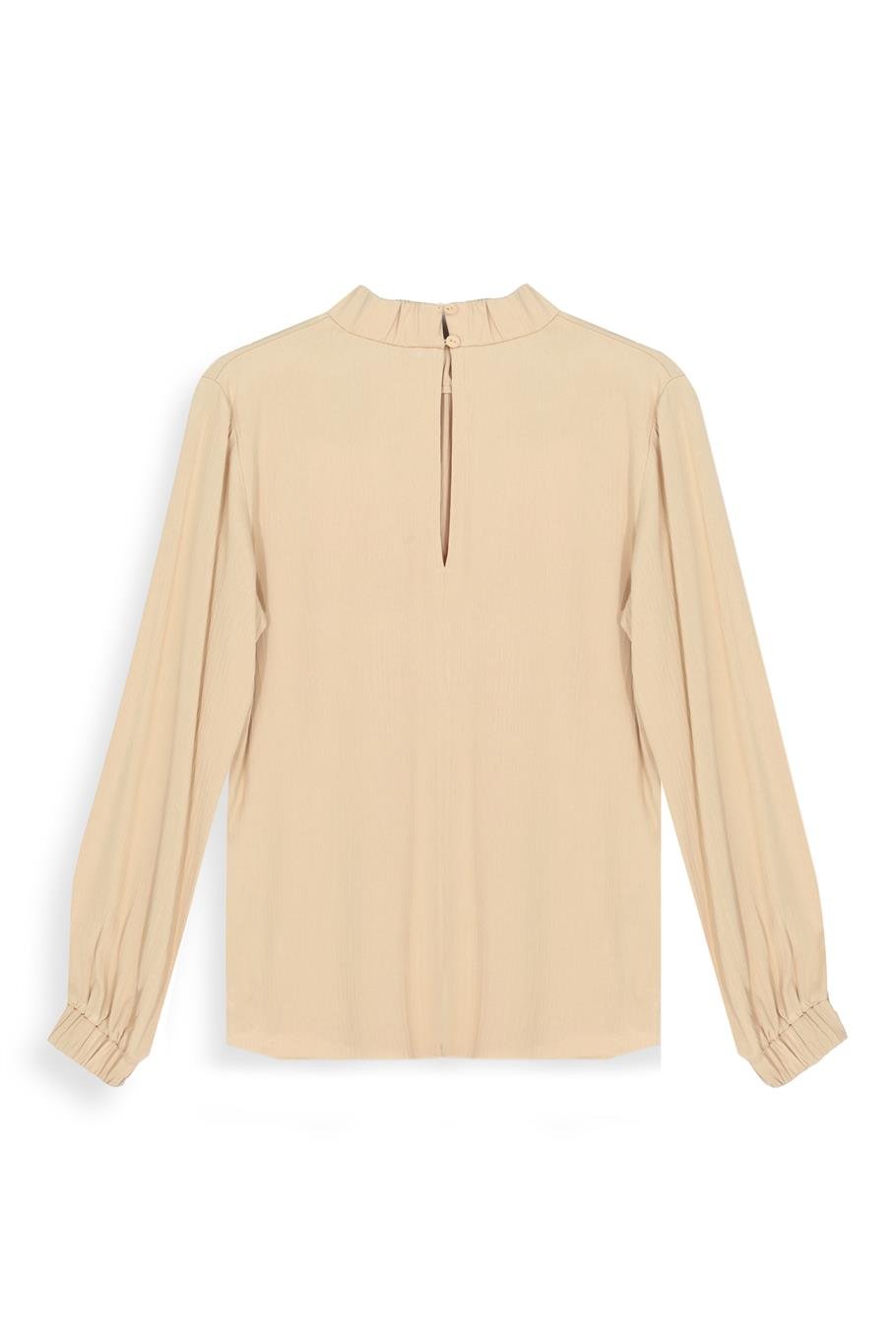 Mudita Regular Fit Standart Boy Acık deve tuyu Renk Kadın Bluz