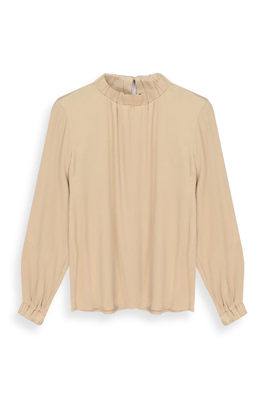 Mudita Regular Fit Standart Boy Acık deve tuyu Renk Kadın Bluz