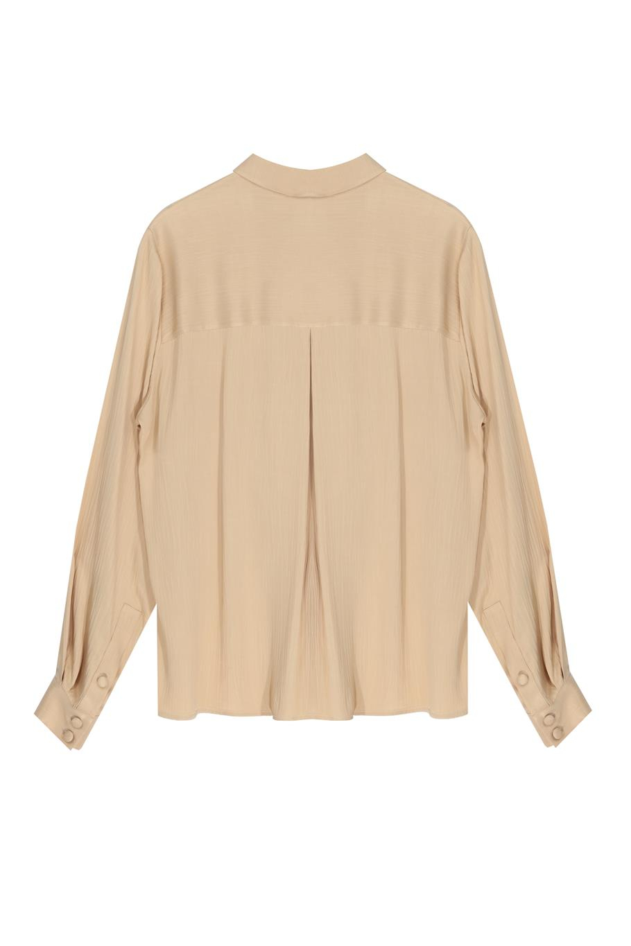 Mudita Regular Fit Standart Boy Takma Kol Gömlek Yaka Acık deve tuyu Gömlek