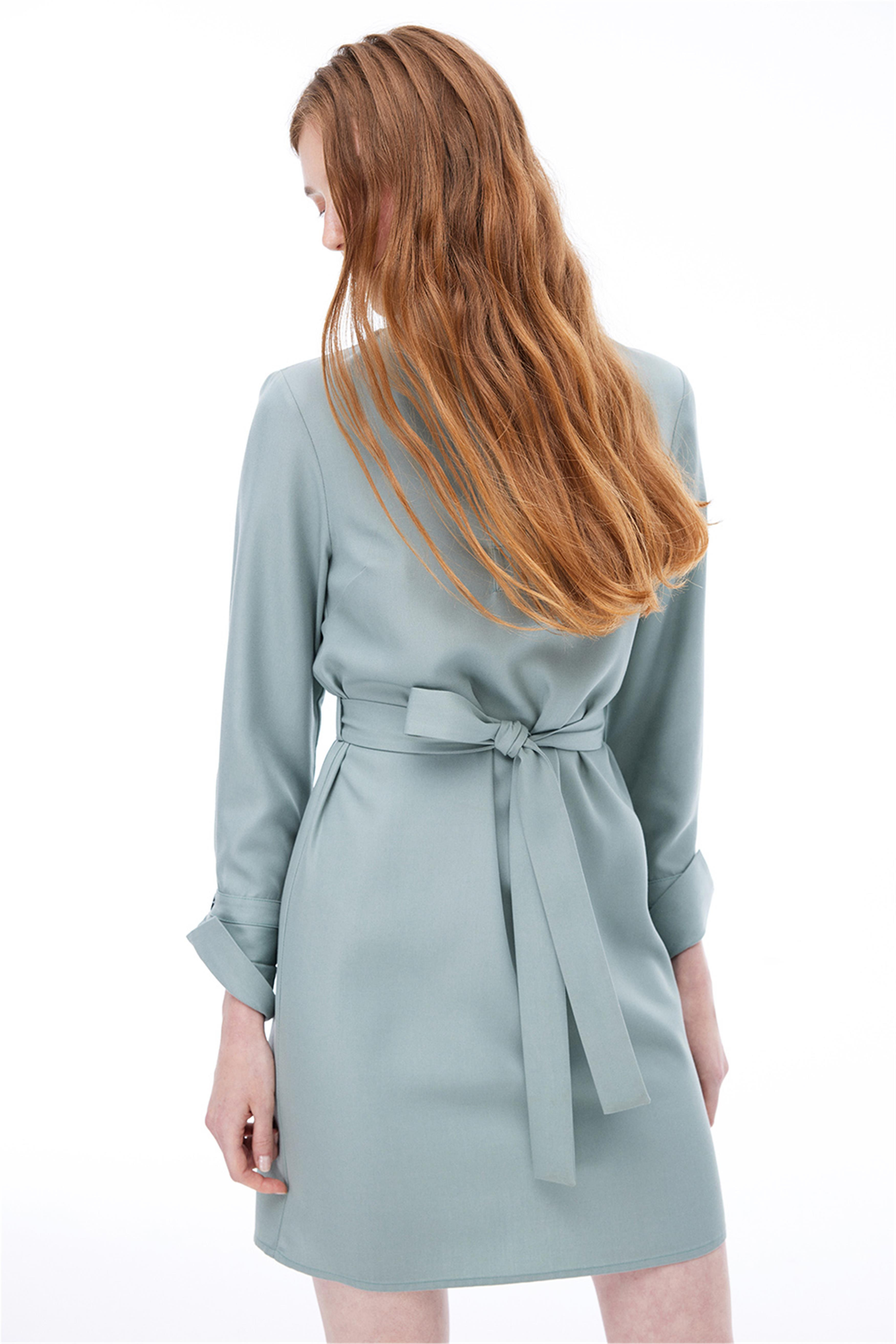 Nossa Regular Fit Takma Kol Balıkçı Yaka Mint Renk Elbise