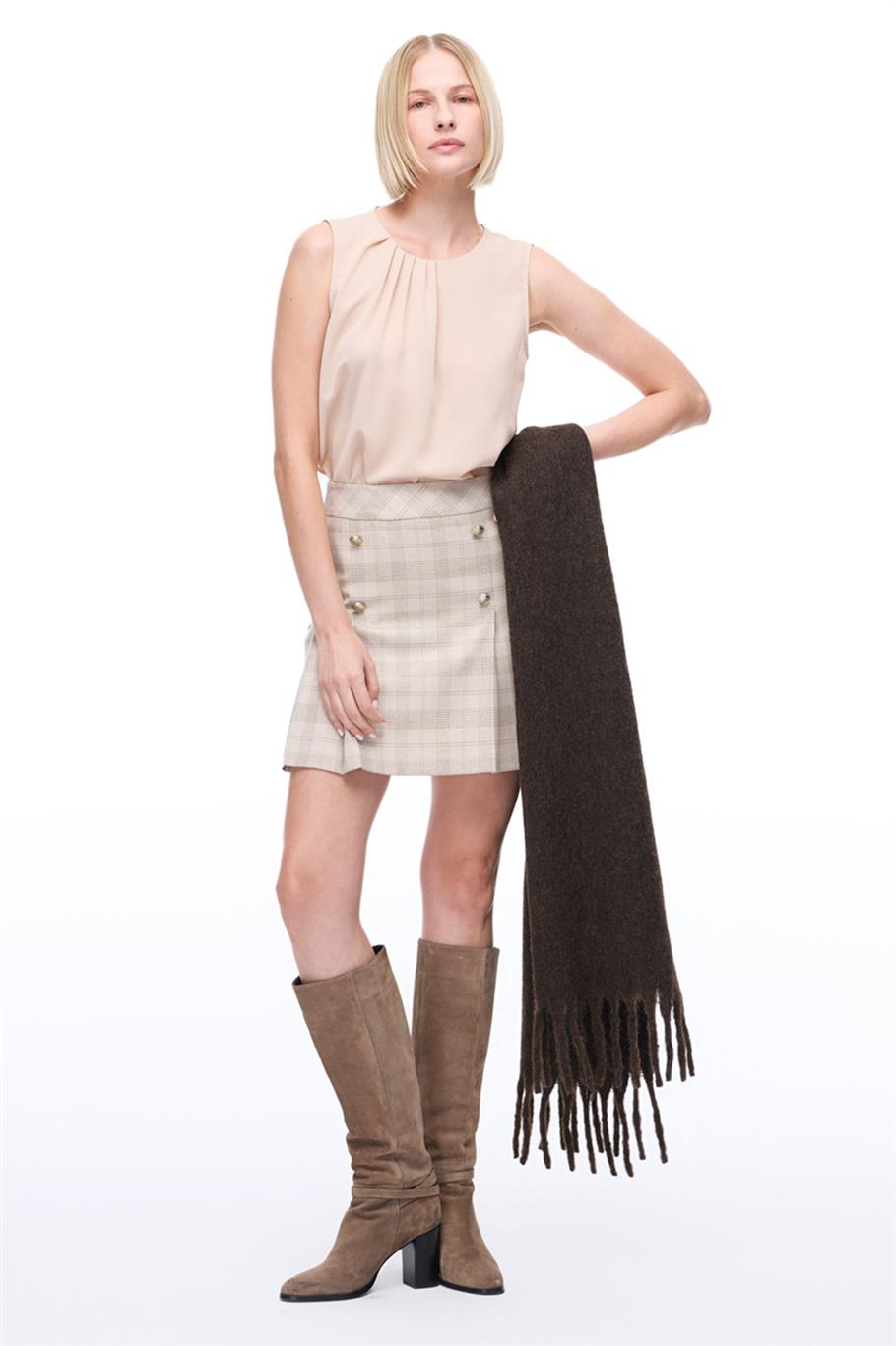 Nude Bisiklet Taka Sıfır Kol Bluz