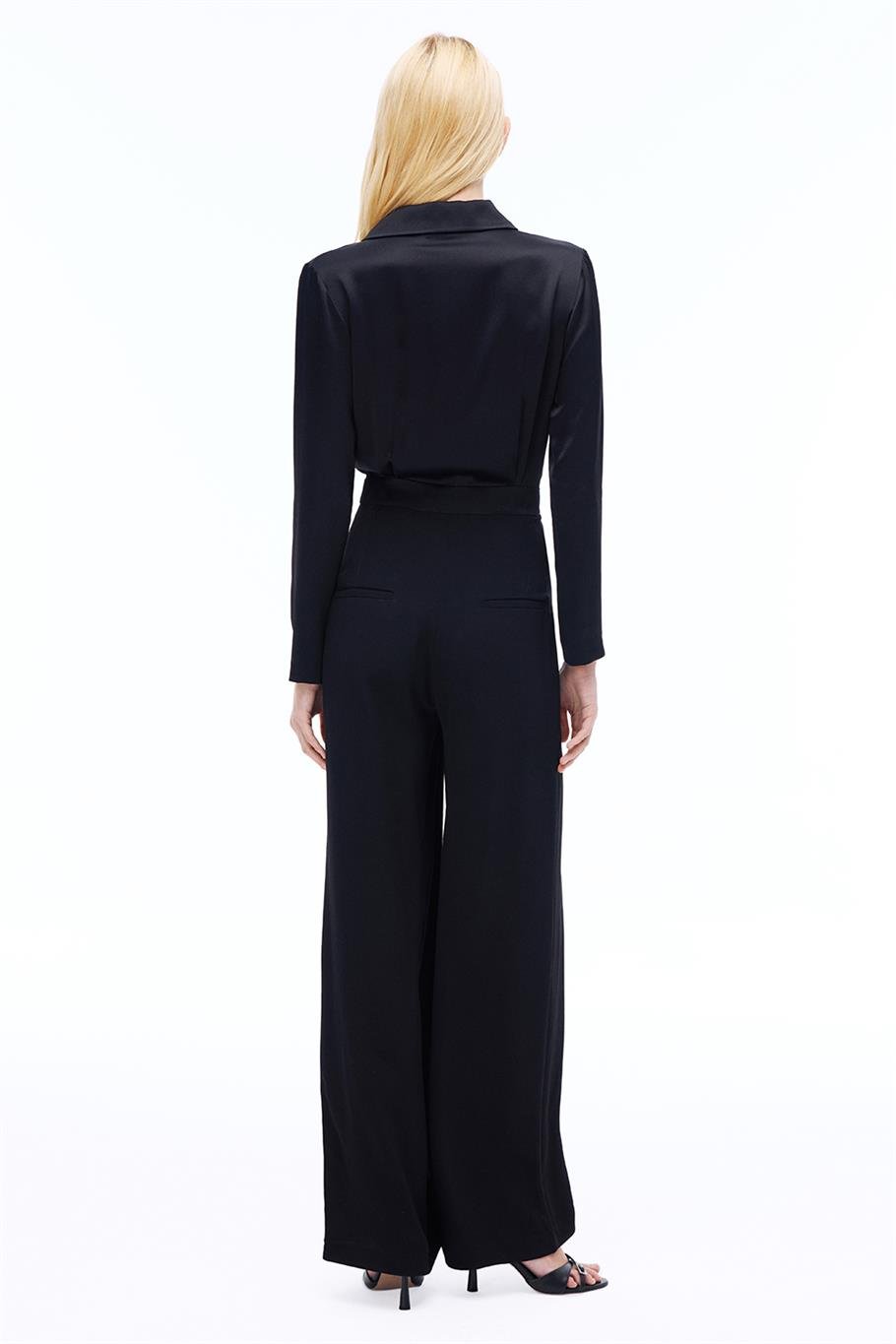 Pandoras Rahat Kalıp Uzun Boy Takma Kol Ceket Yaka Siyah Tulum