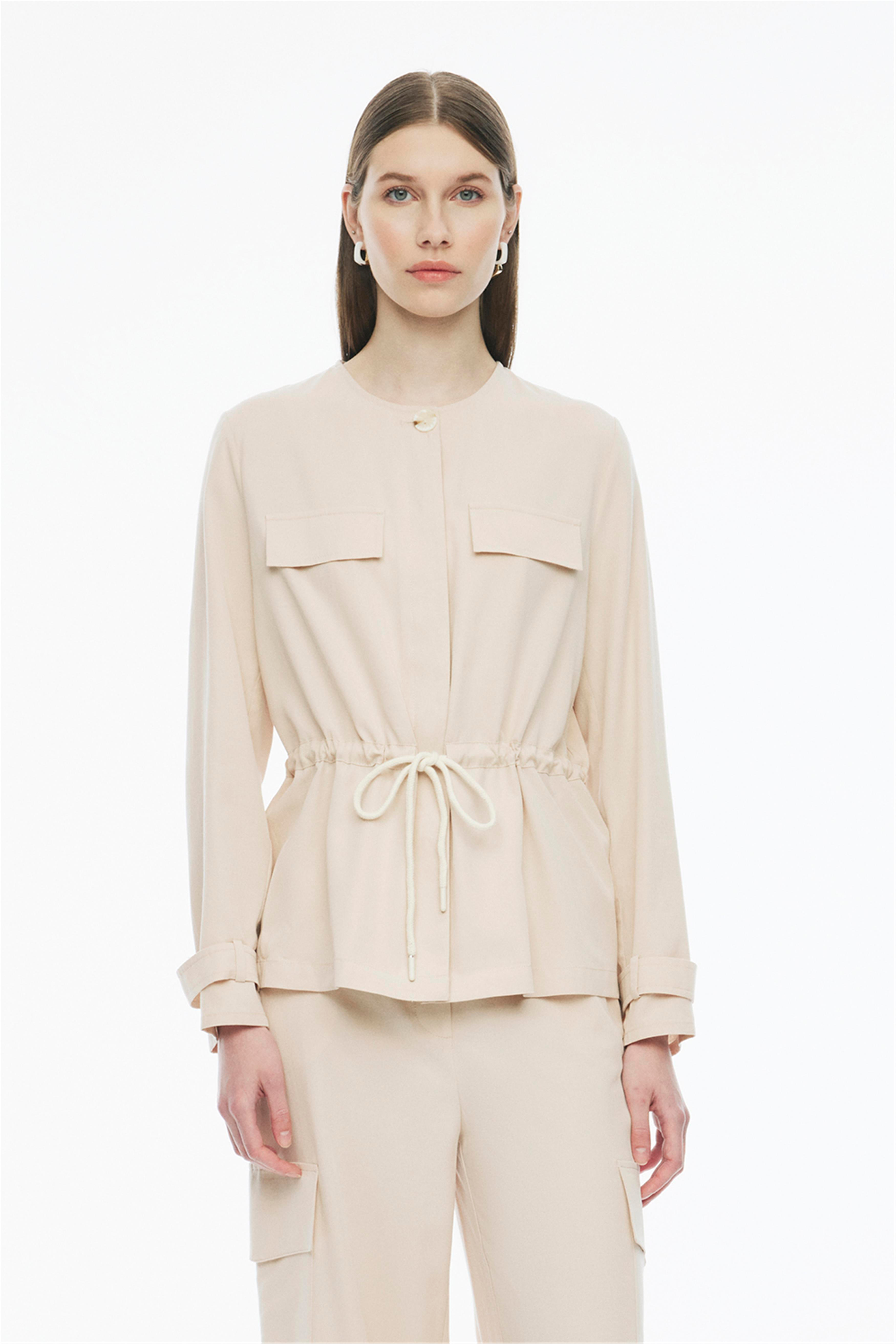 Rainer Bej Renk Regular Fit Gömlek Yaka Tulum