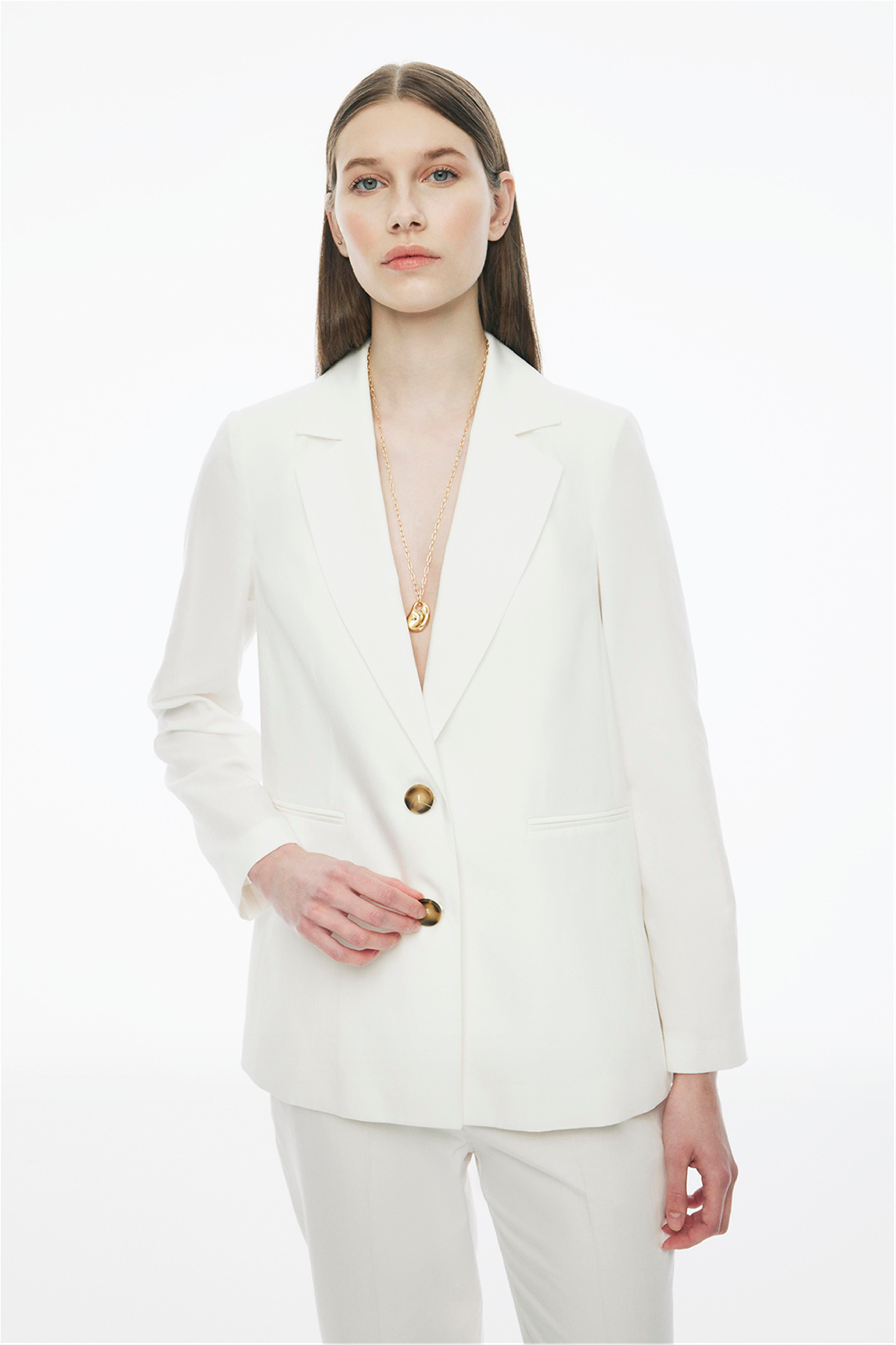 Rainer Bej Renk Regular Fit Gömlek Yaka Tulum