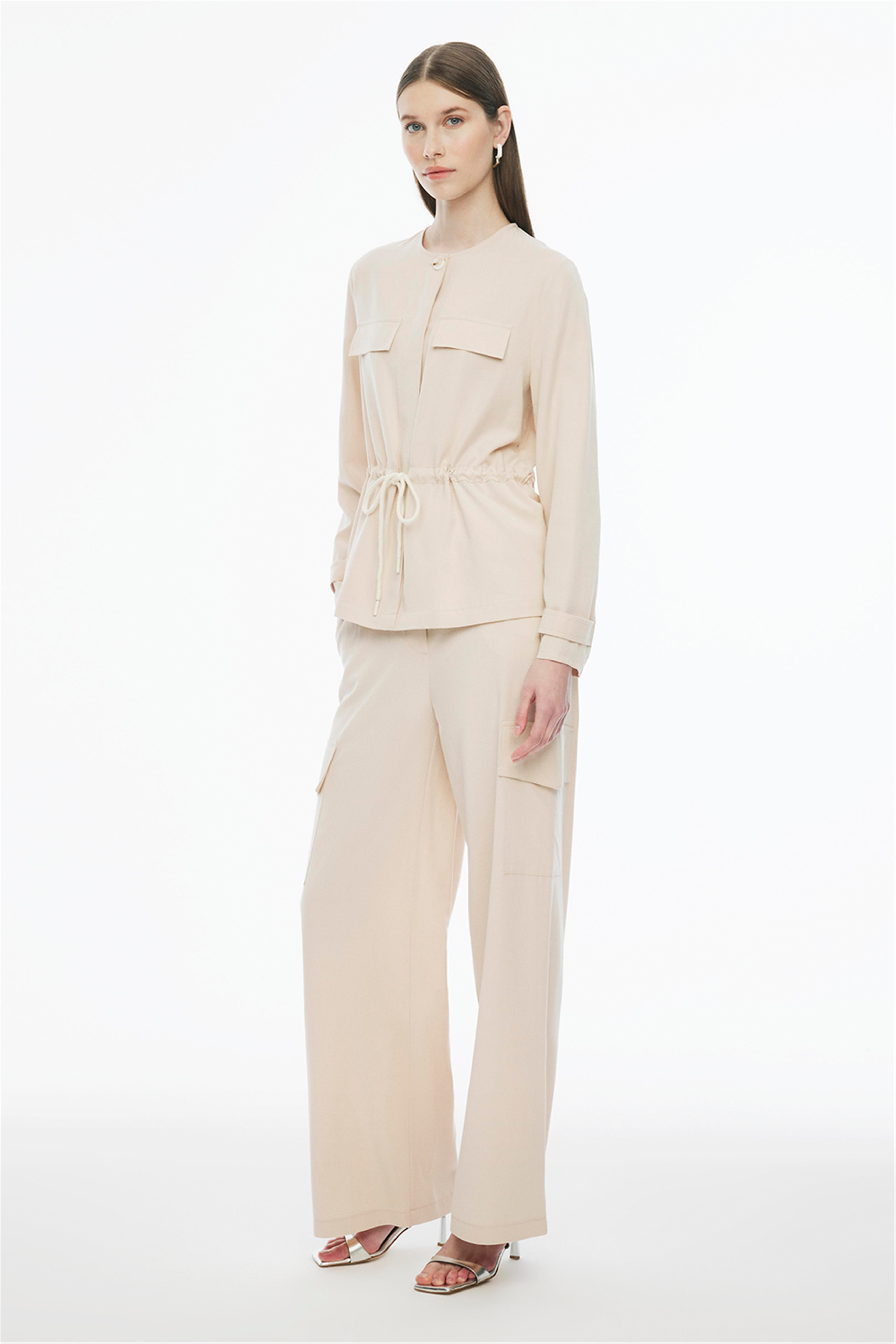 Rainer Bej Renk Regular Fit Gömlek Yaka Tulum