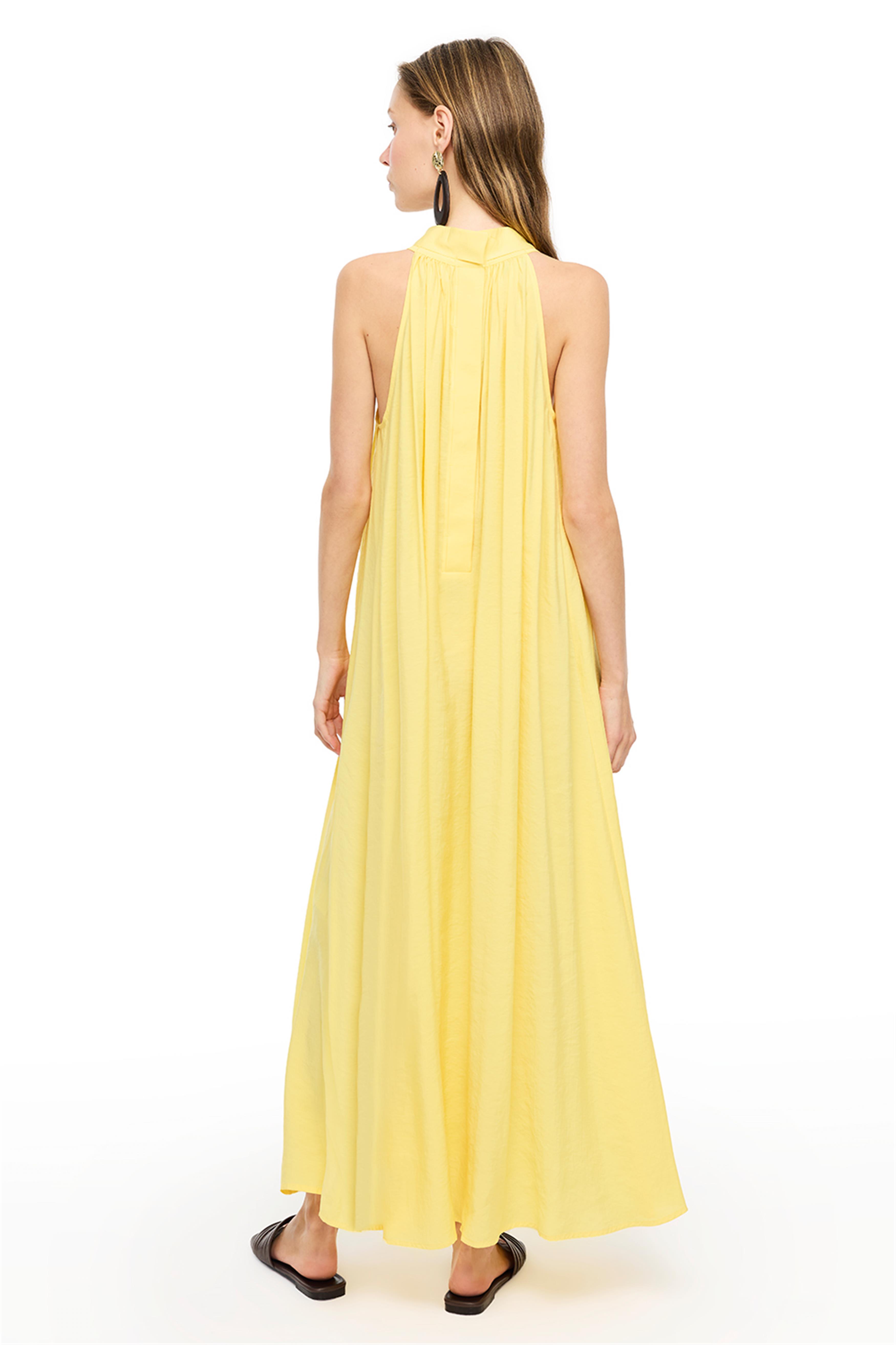 Sarı Askılı Balıkçı Yaka Elbise