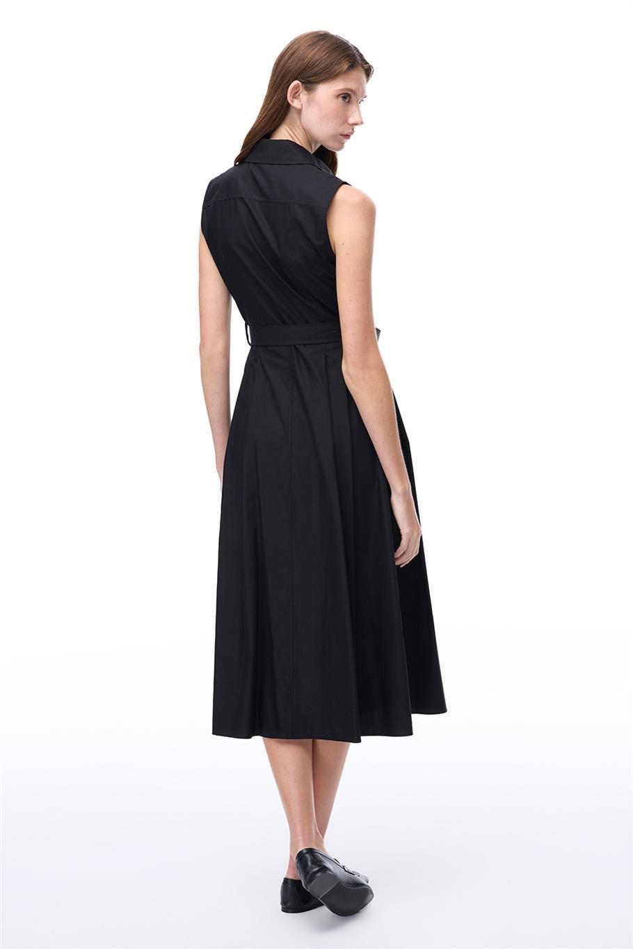 Siyah Amelias Regular Fit Midi Boy Elbise