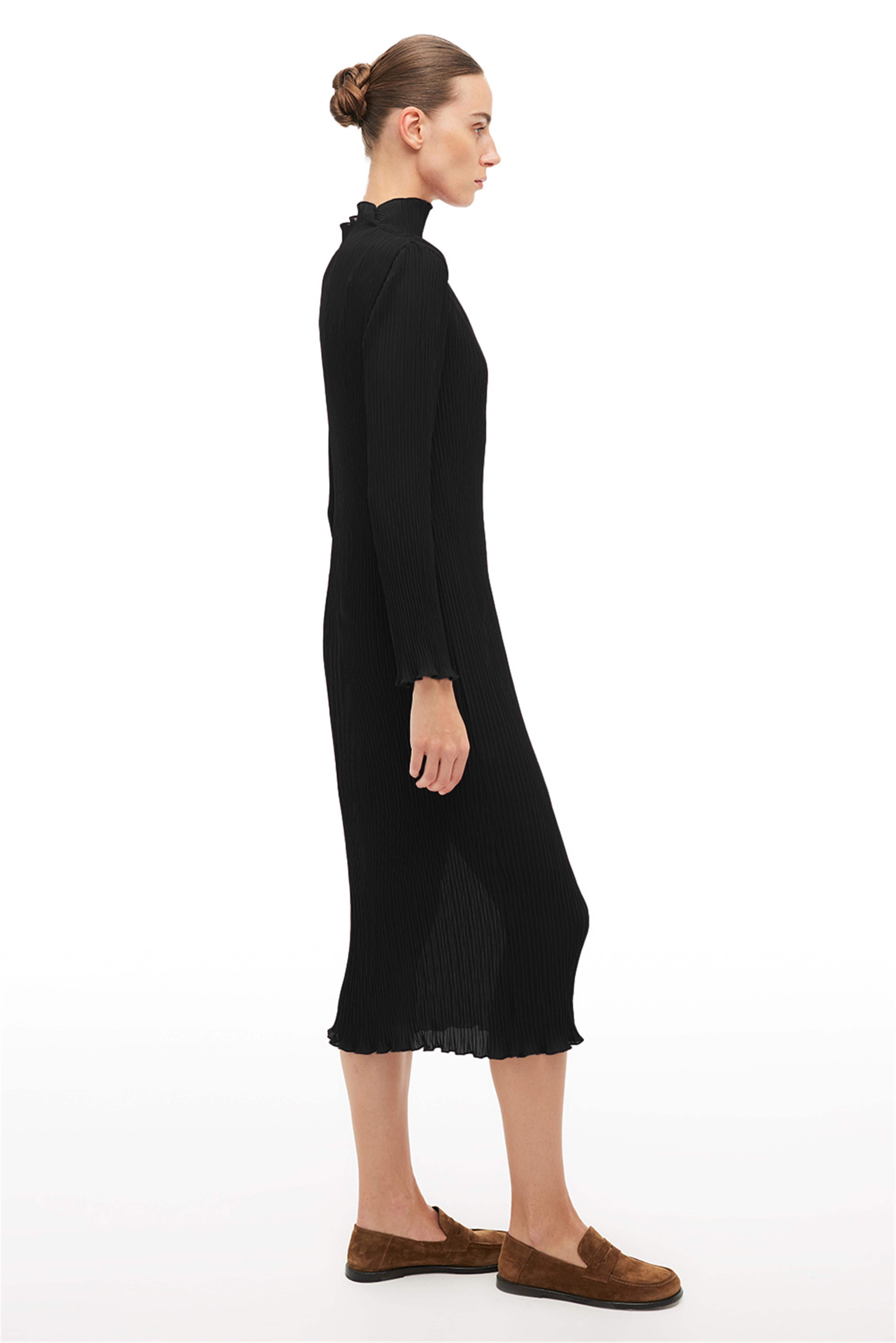 Siyah Balıkçı Yaka Midi Elbise