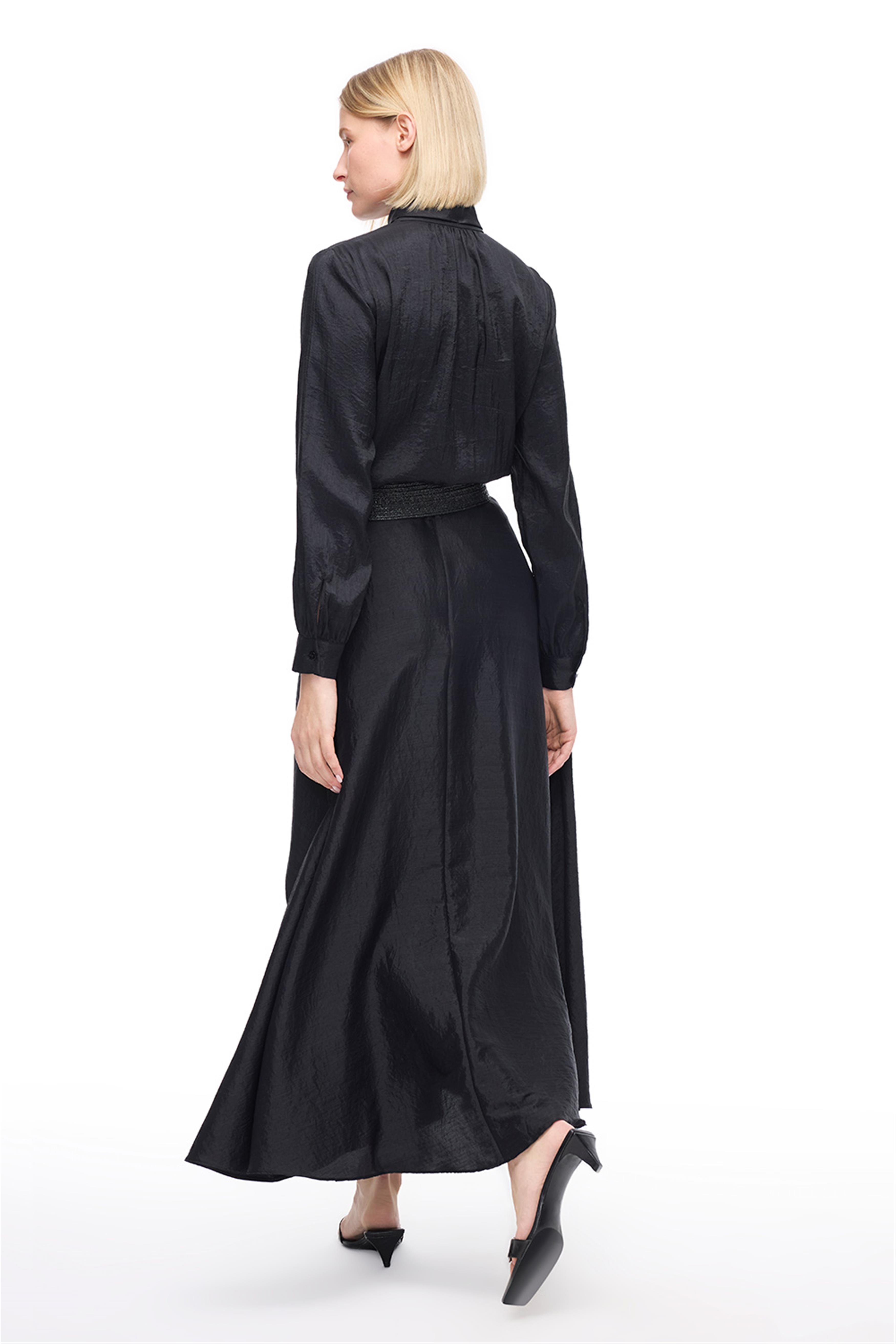 Siyah Düğmeli Uzun Kollu Bluz