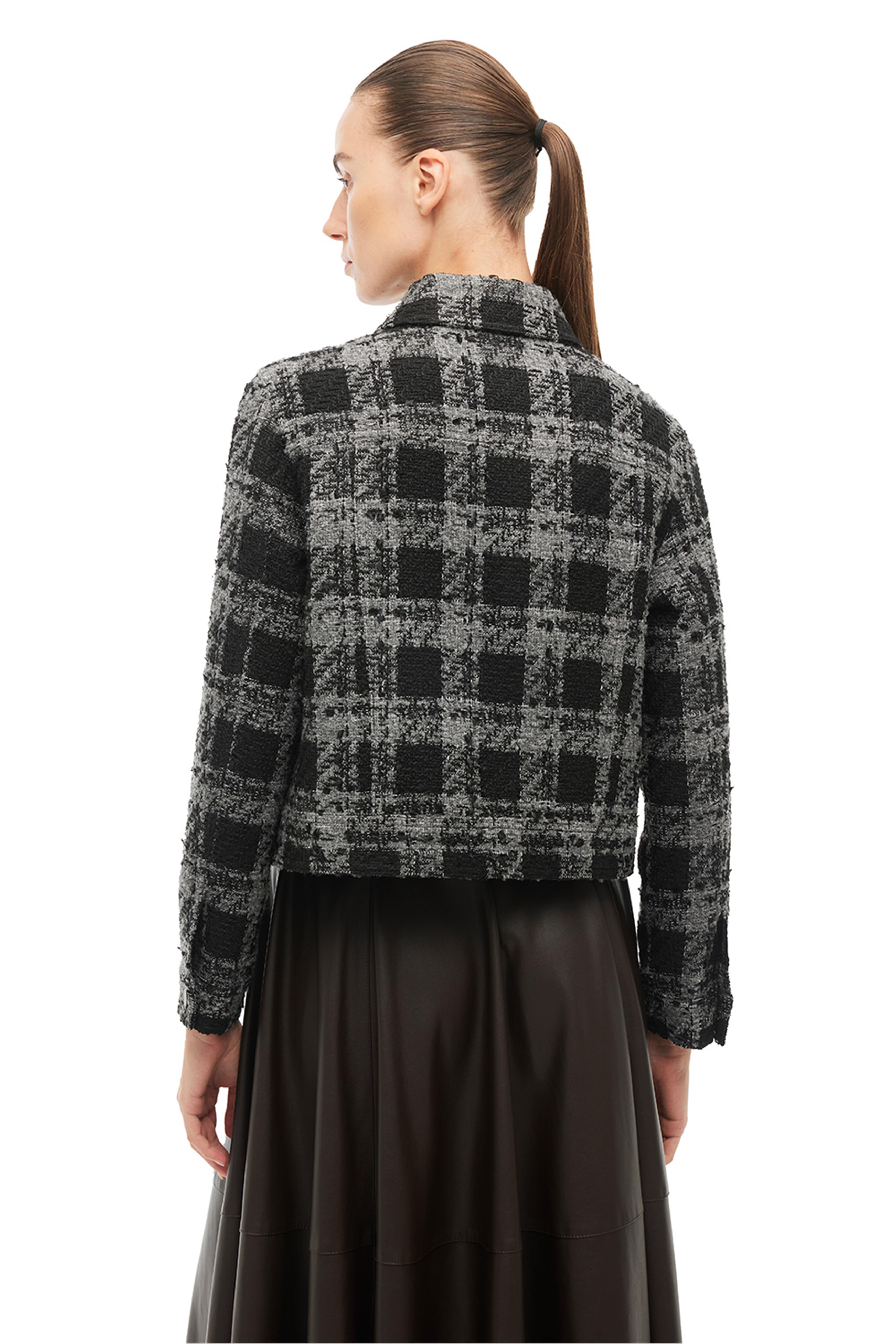 Siyah Ekoseli Klasik Yaka Ceket