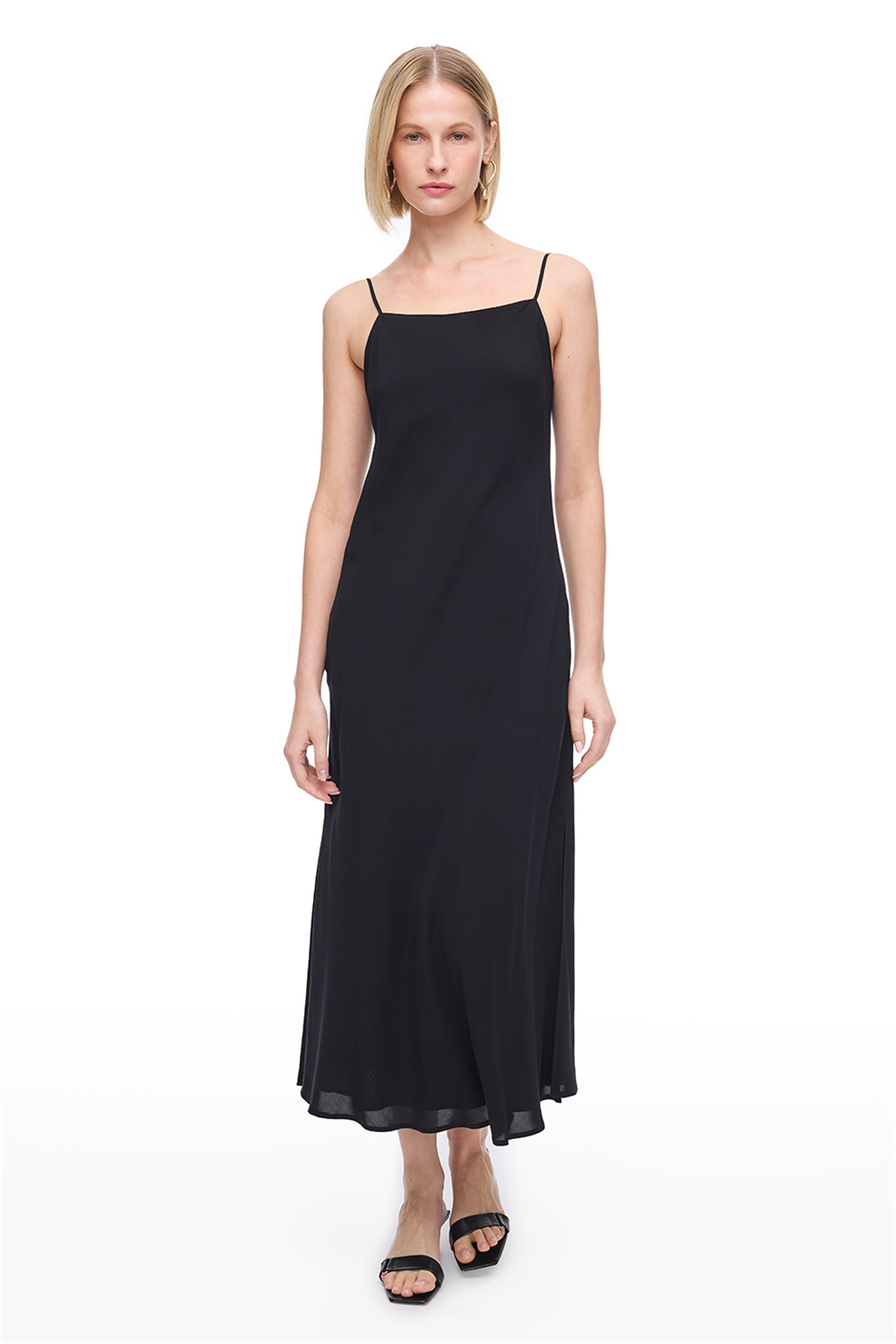 Siyah Emiras Rahat Kalıp Bilek Boy Elbise