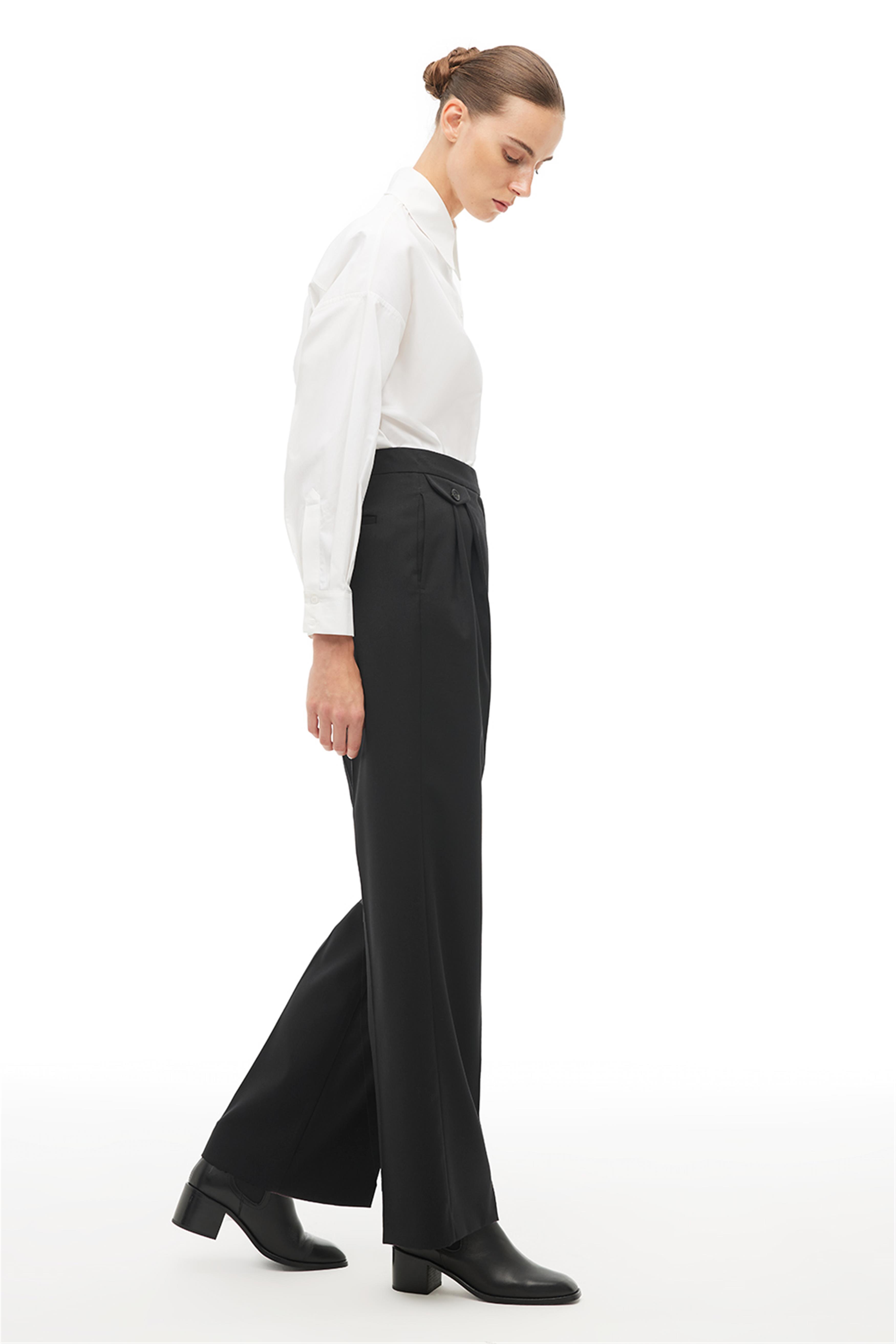 Siyah Geniş Paça Pantolon