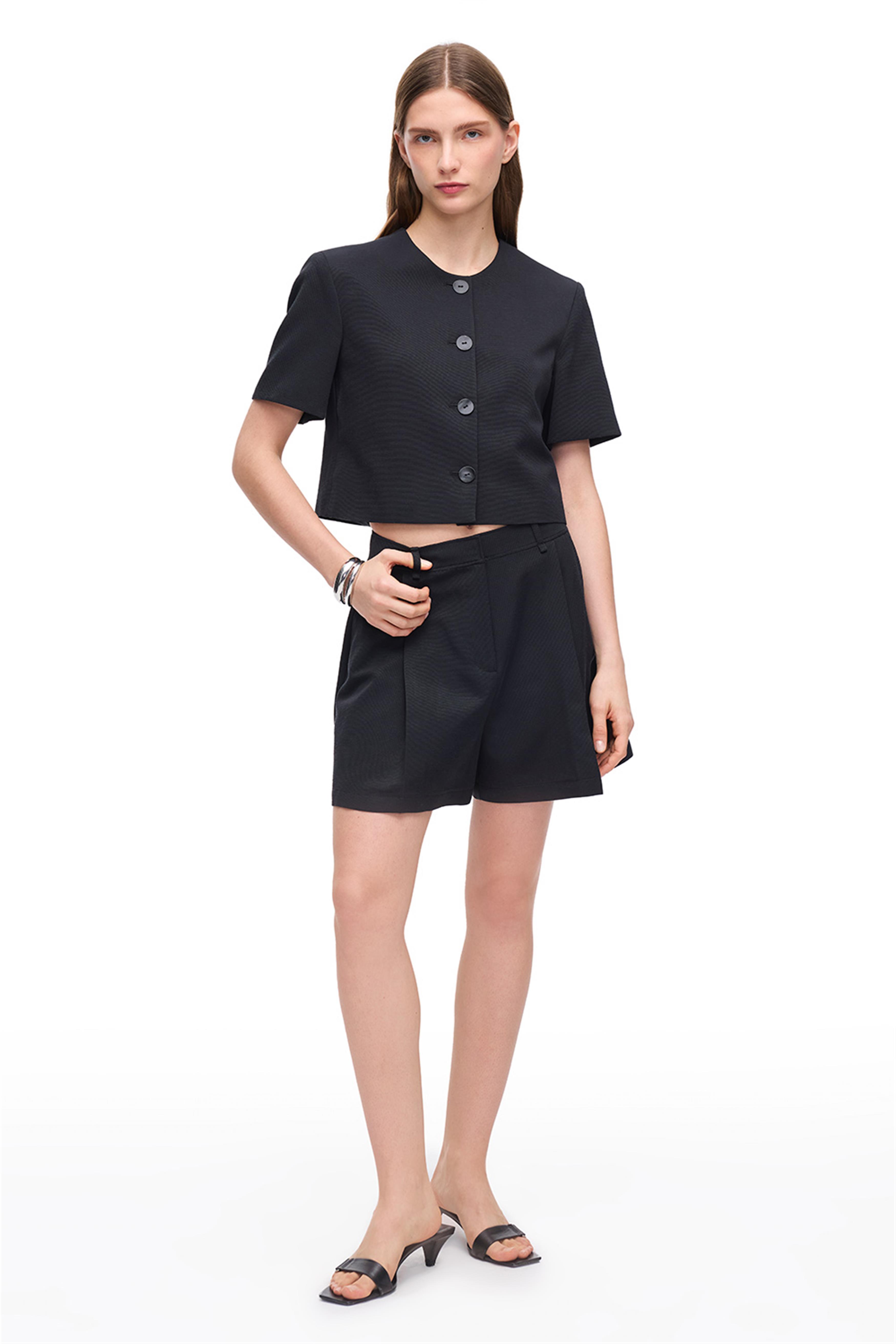 Siyah Kısa Kollu Pamuklu Ceket