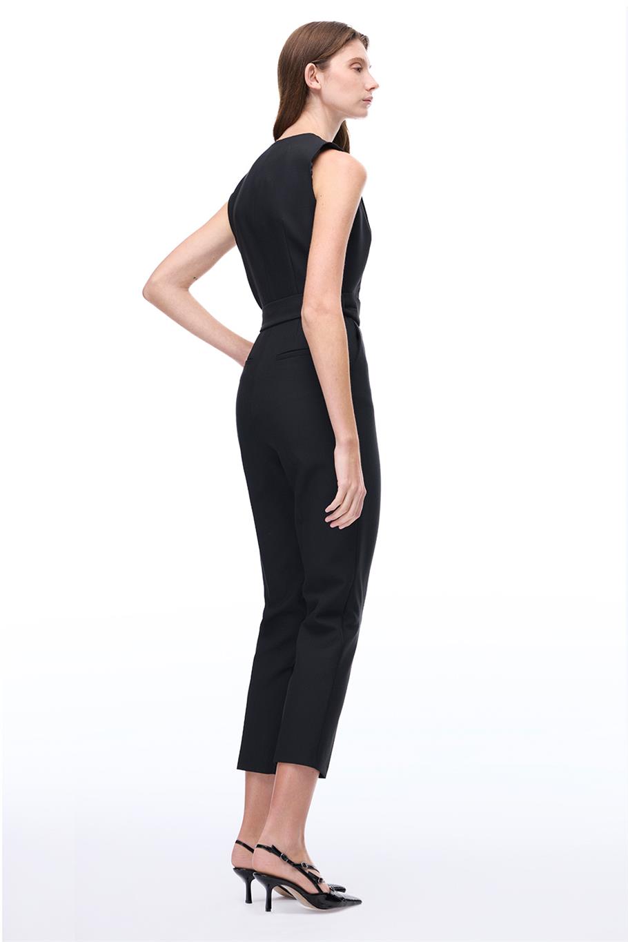 Siyah Klasik Yaka Boru Paça Tulum