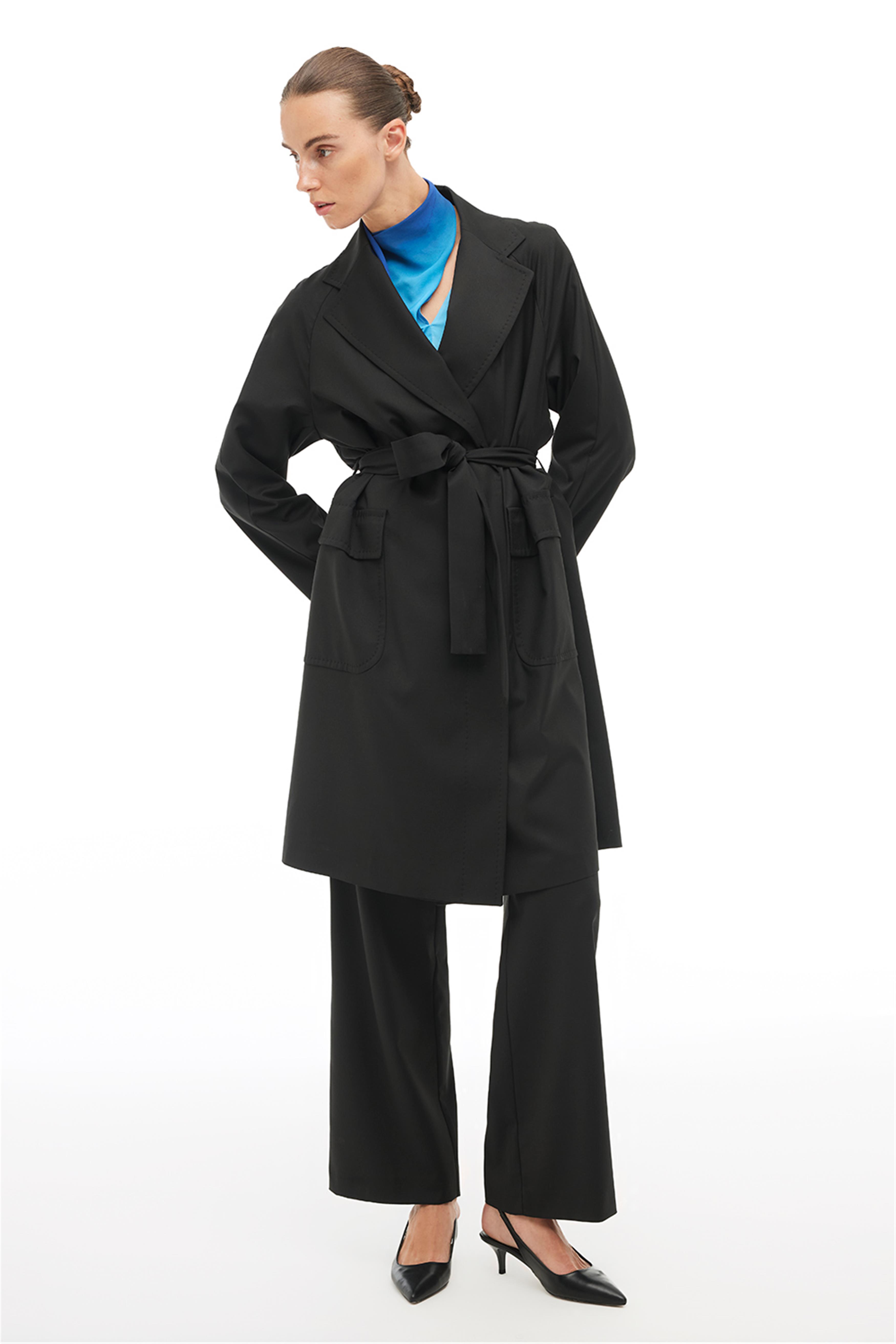 Siyah Klasik Yaka Uzun Kaban