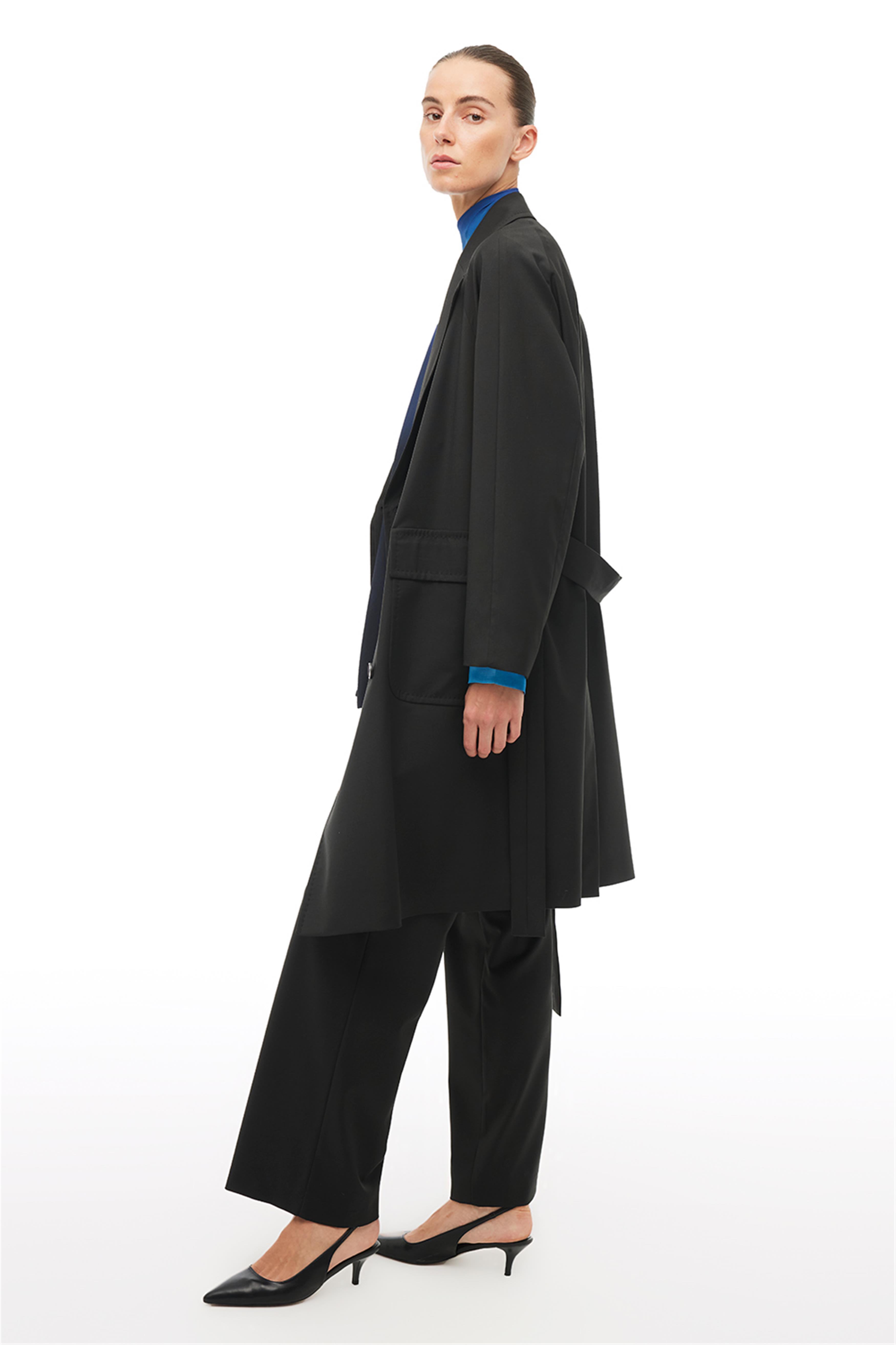 Siyah Klasik Yaka Uzun Kaban