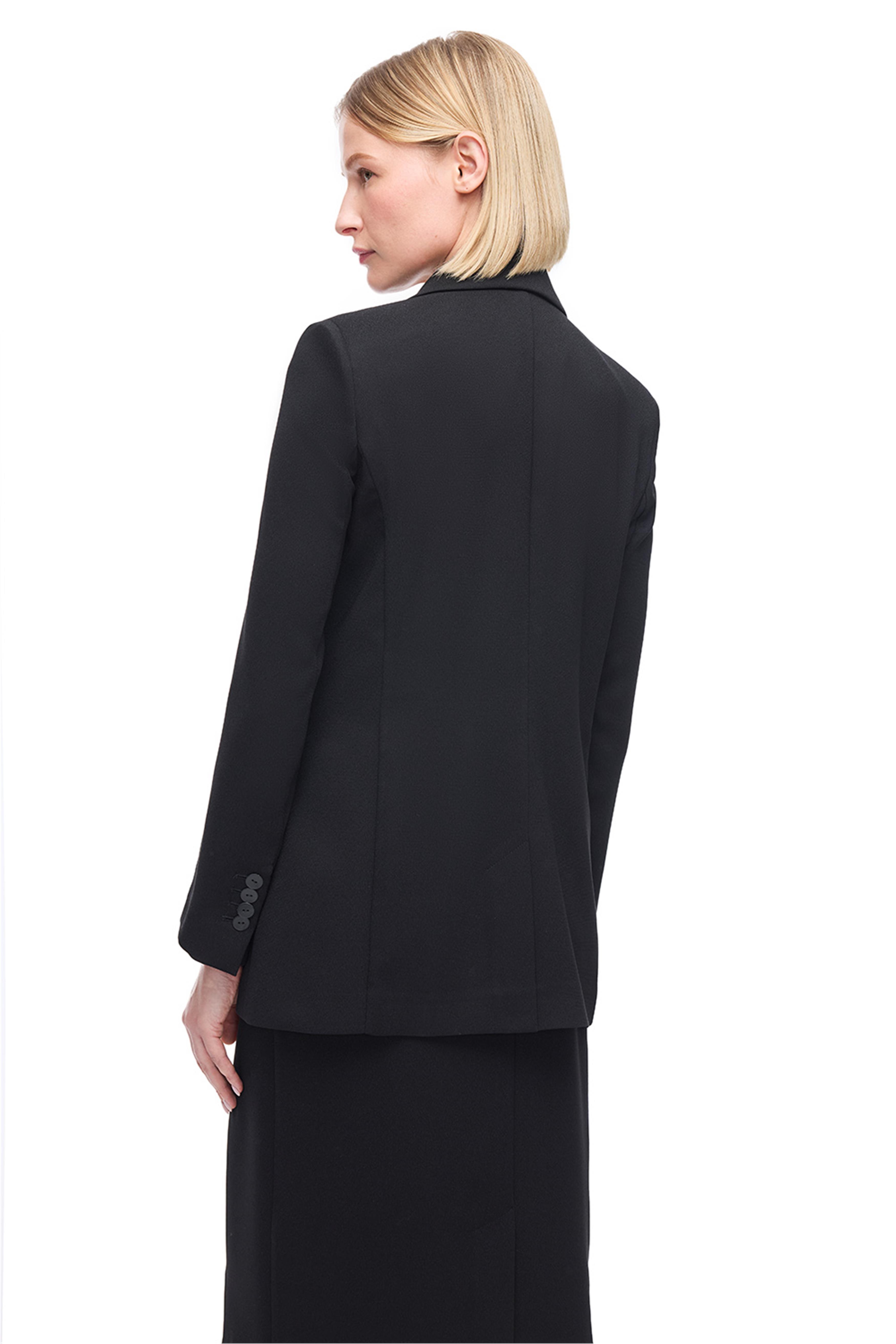 Siyah Klasik Yaka Uzun Kollu Viskoz Ceket