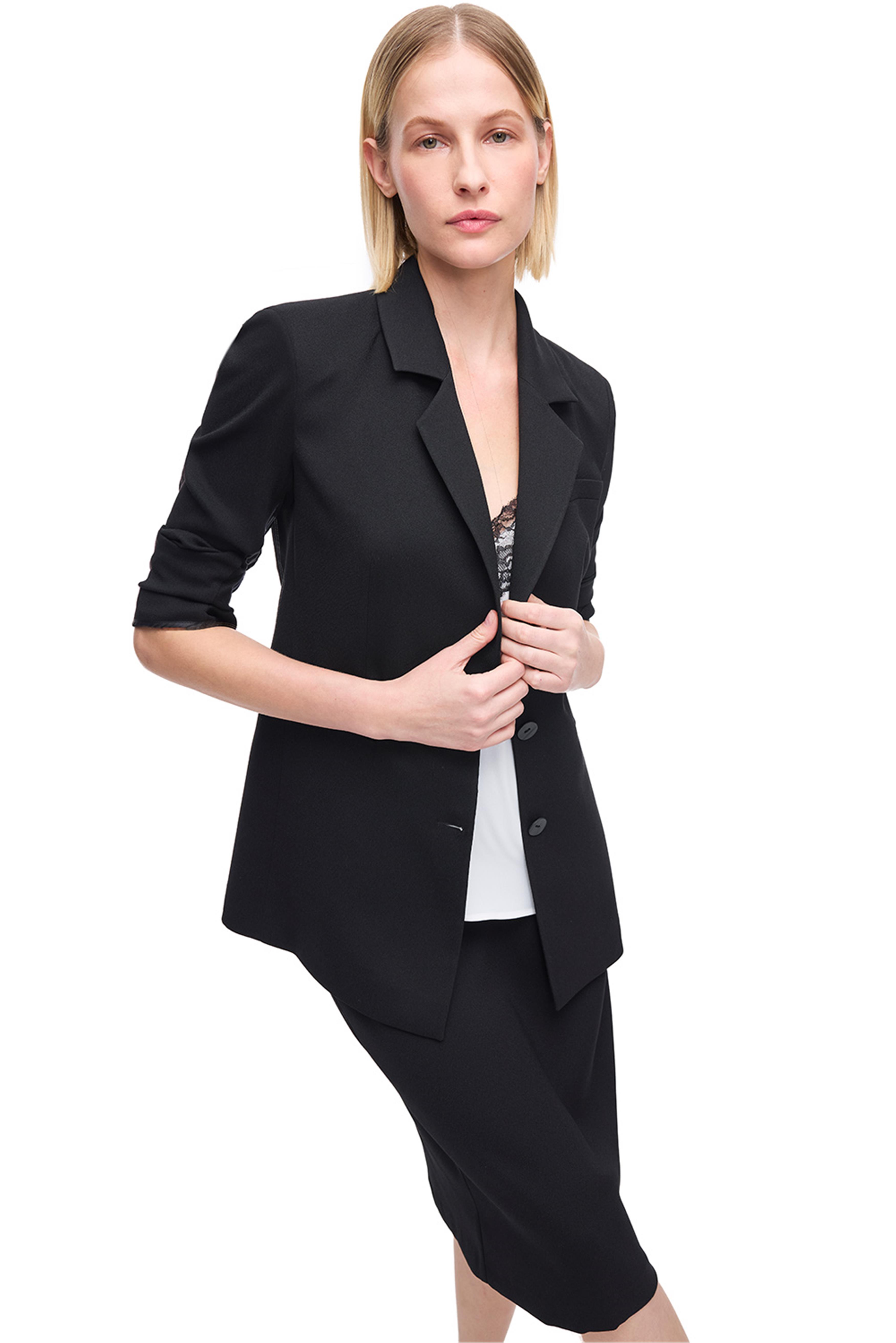 Siyah Klasik Yaka Uzun Kollu Viskoz Ceket