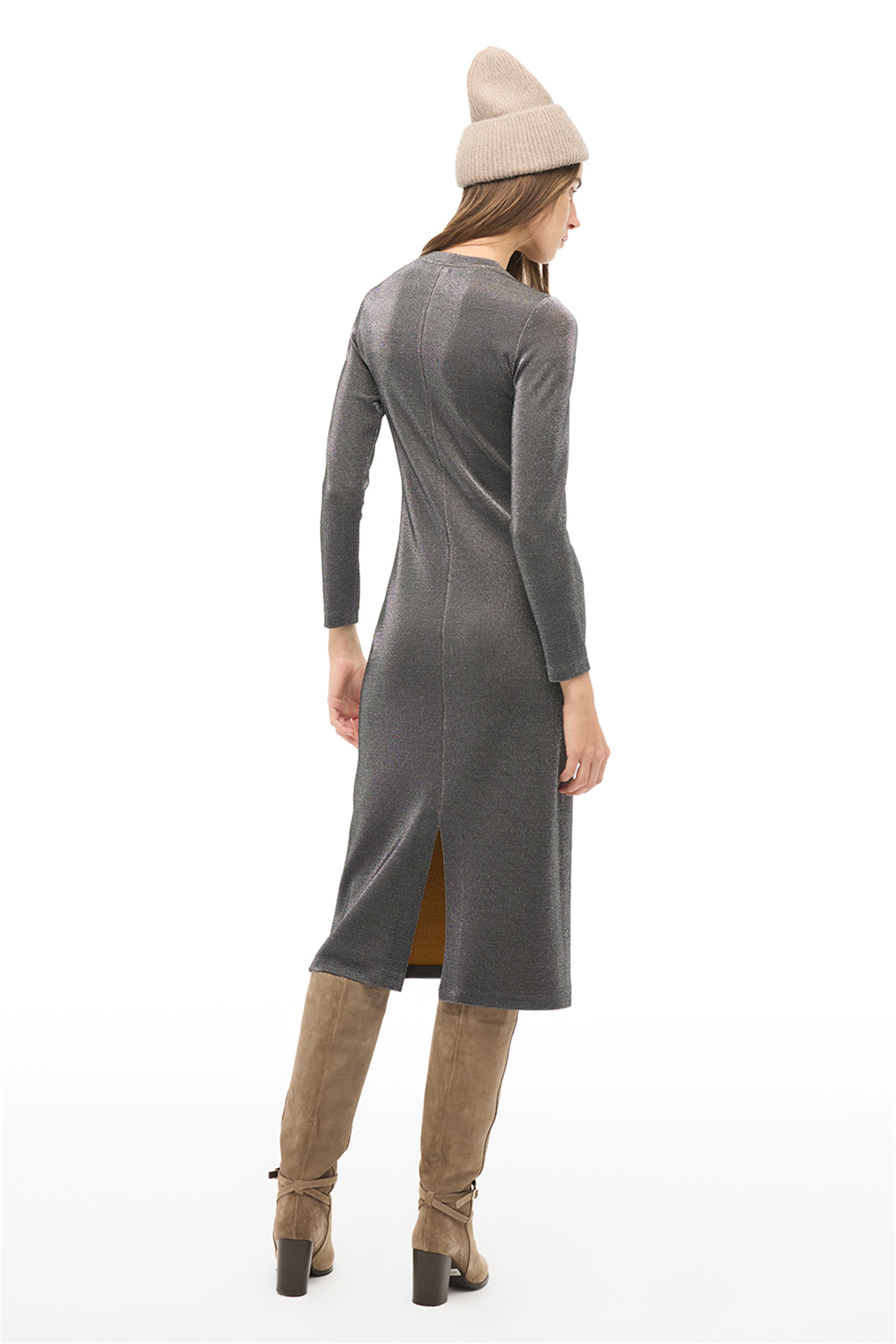 Siyah Slim Fit Midi Elbise