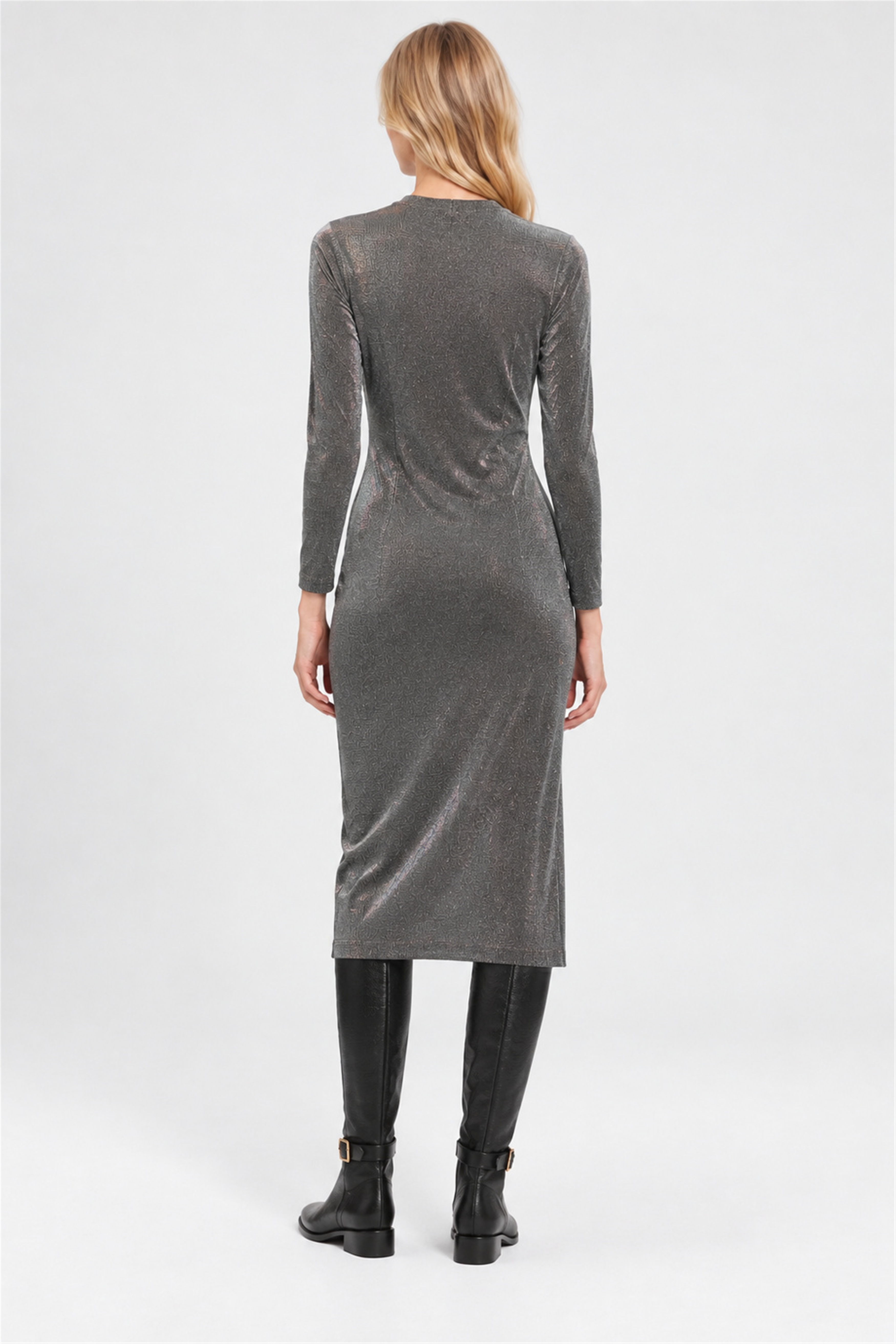 Siyah Slim Fit Midi Elbise
