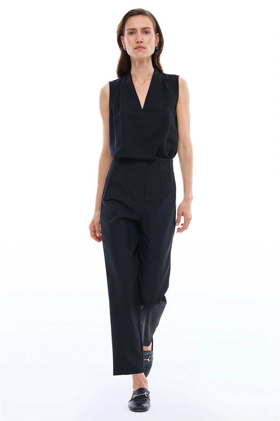 Siyah Yüksek Bel Dar Paça Pantolon