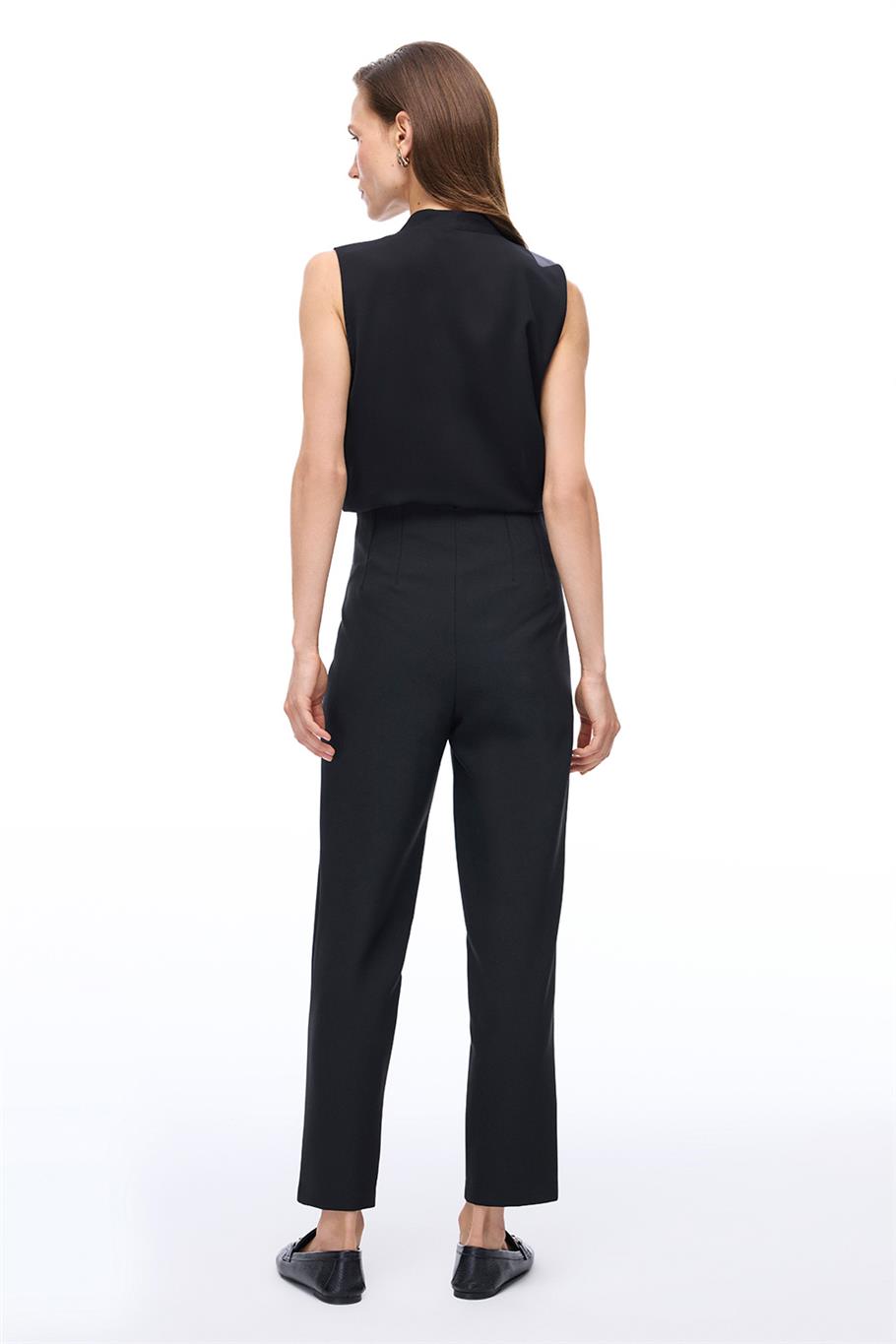 Siyah Yüksek Bel Dar Paça Pantolon