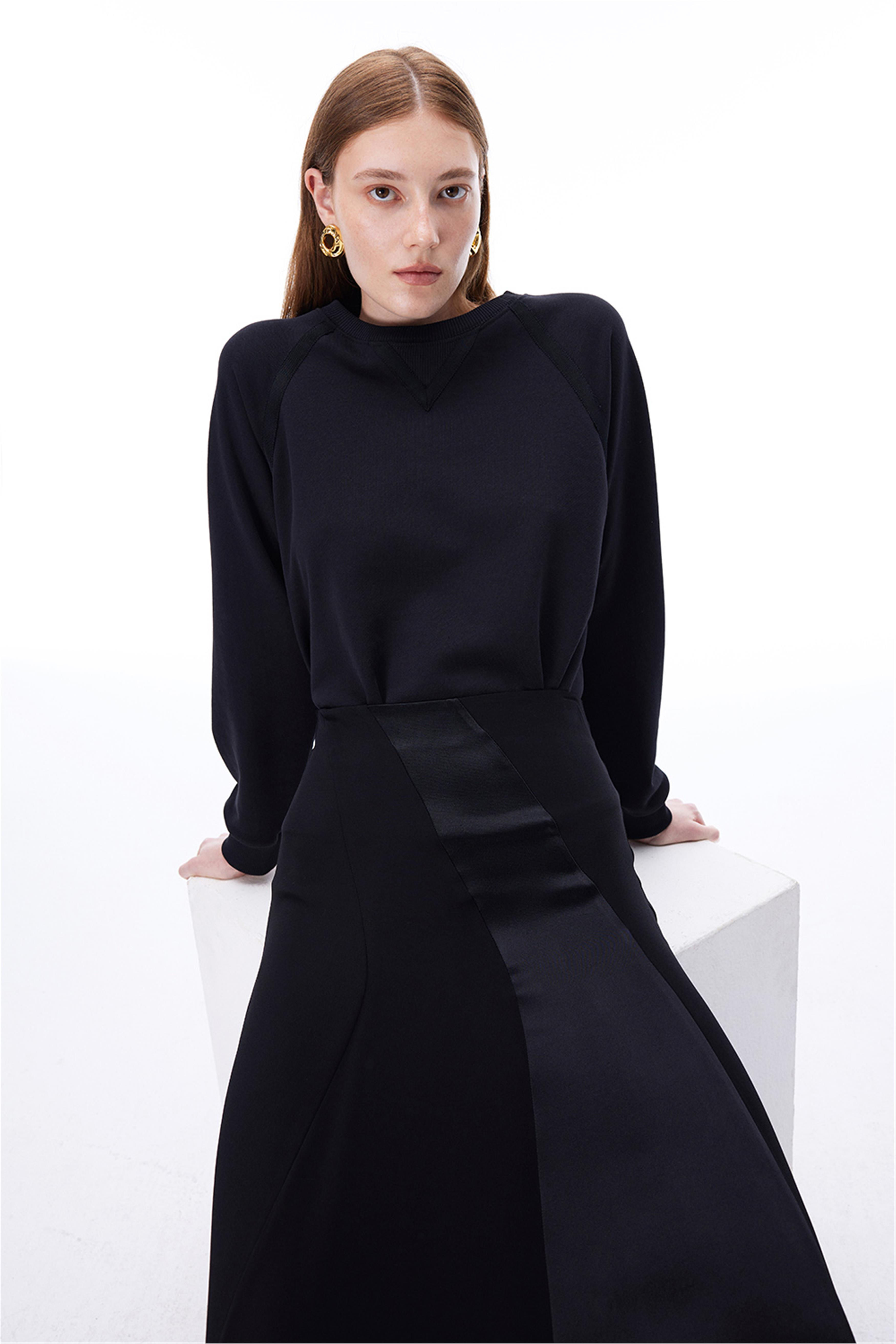 Siyah Yüksek Bel Diz Altı Etek