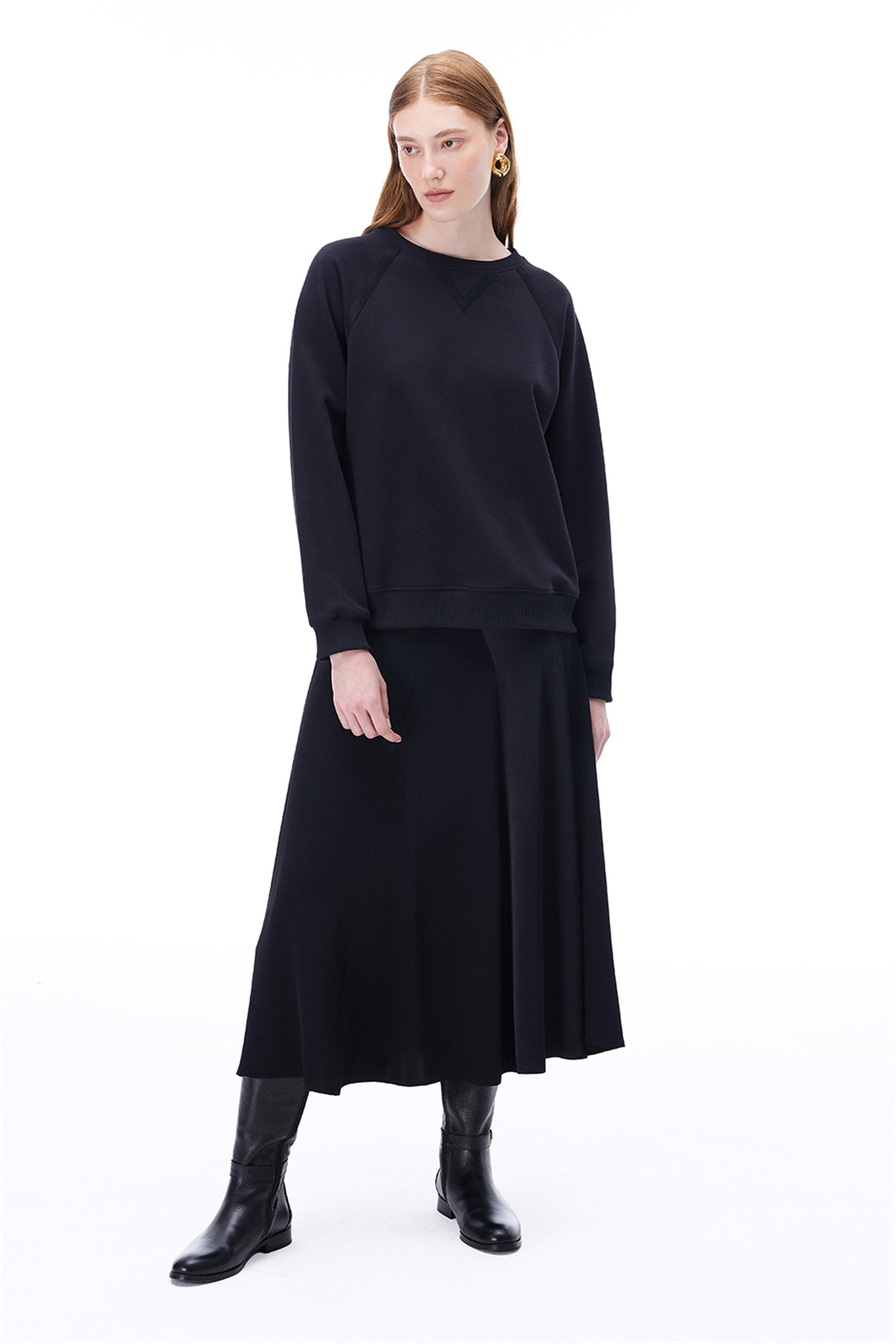 Siyah Yüksek Bel Diz Altı Etek