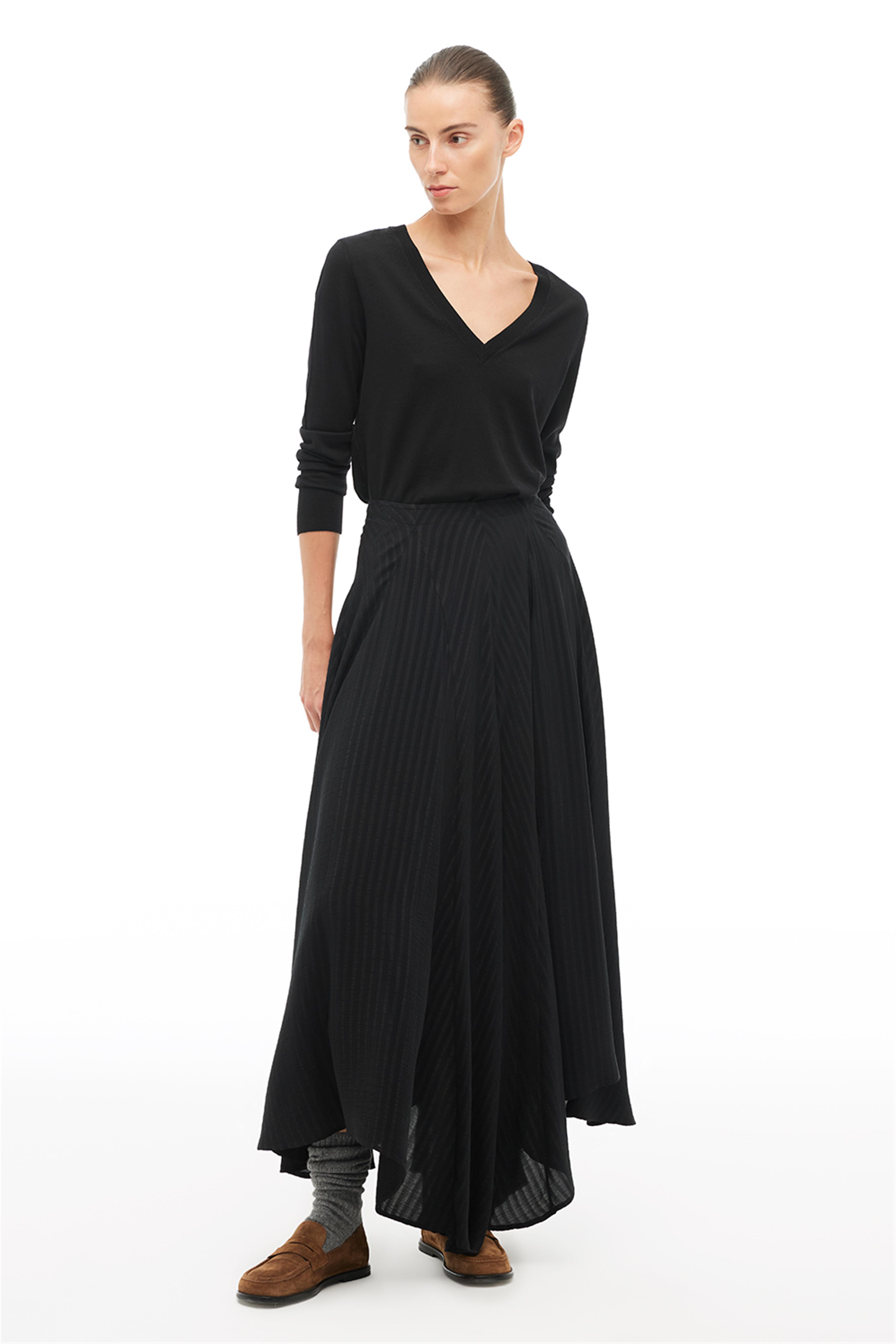 Siyah Yüksek Bel Diz Boy Etek