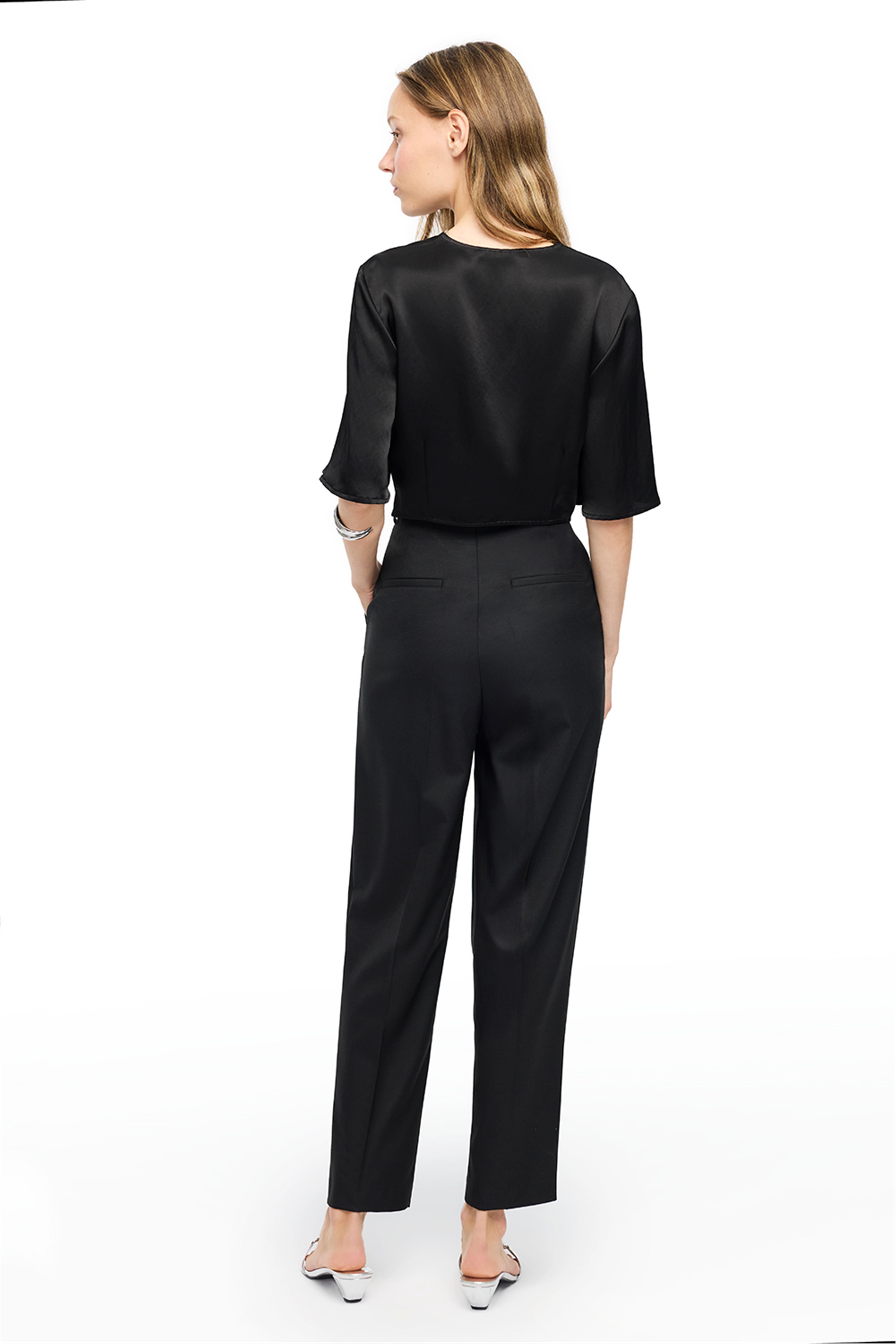 Siyah Yüksek Bel Geniş Paça Pantolon