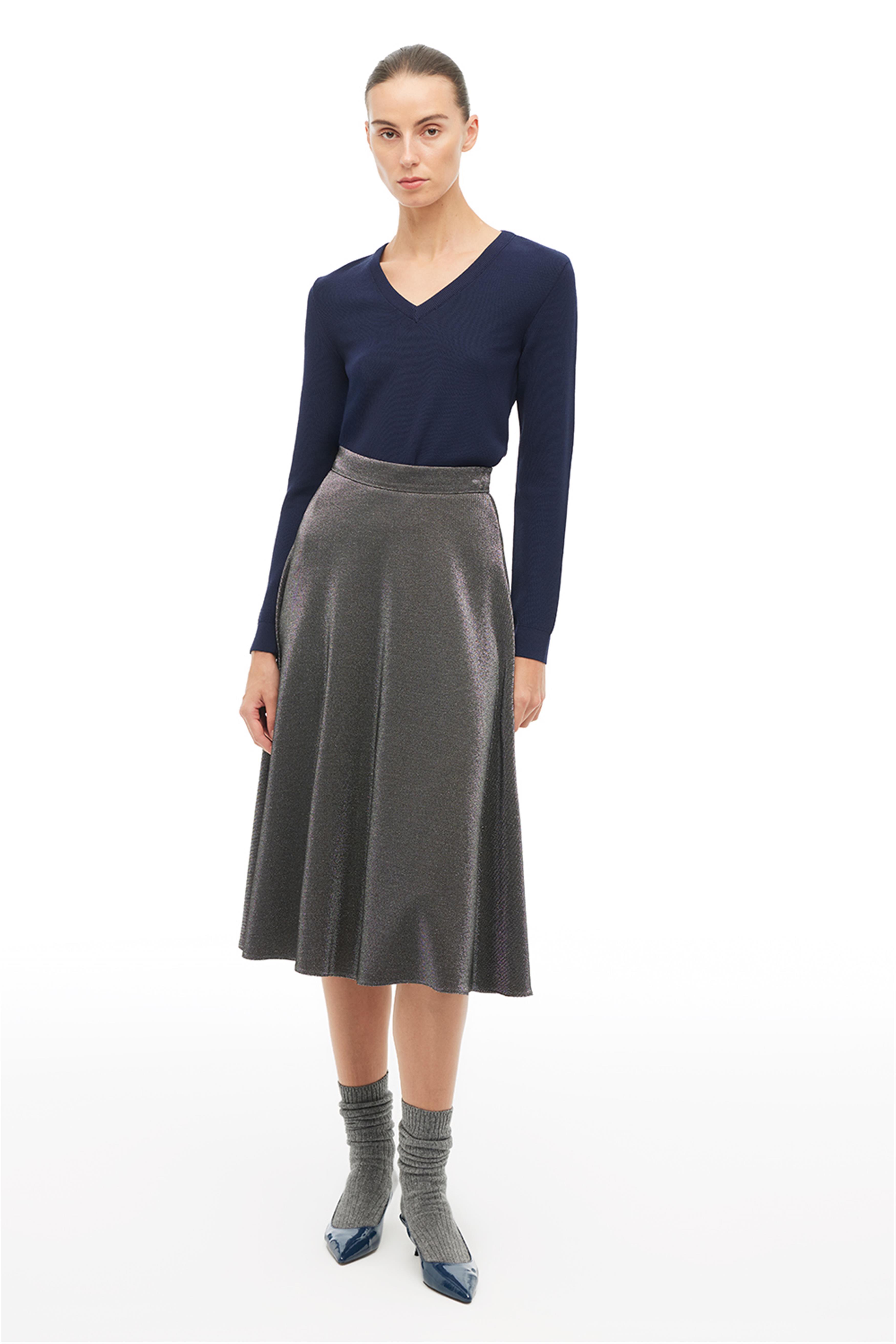 Siyah Yüksek Bel Midi Etek