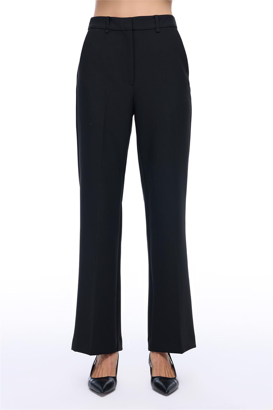 Siyah Yüksek Bel Slim Fit Dar Paça Pantolon