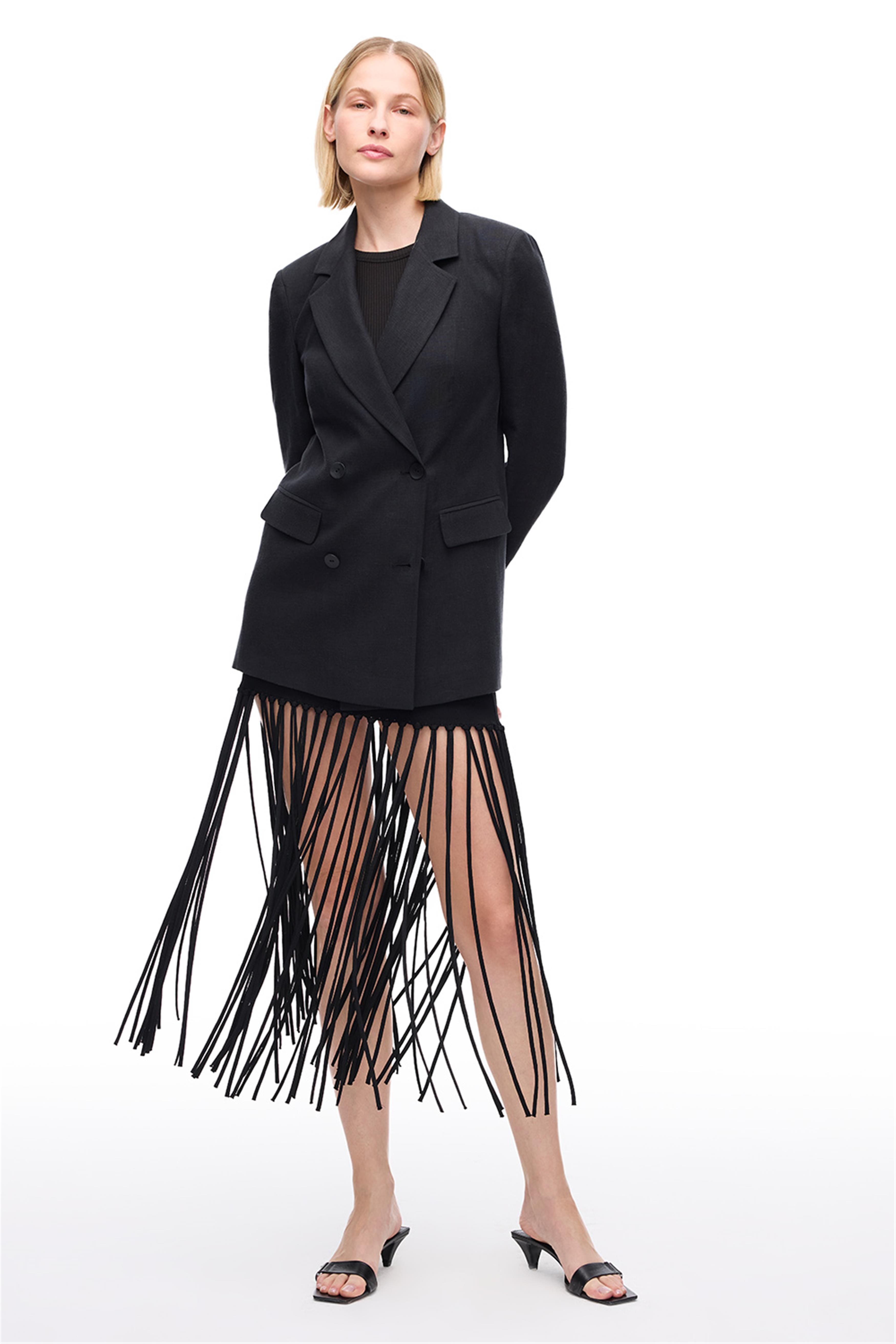 Siyah Yüksek Bel Triko Etek