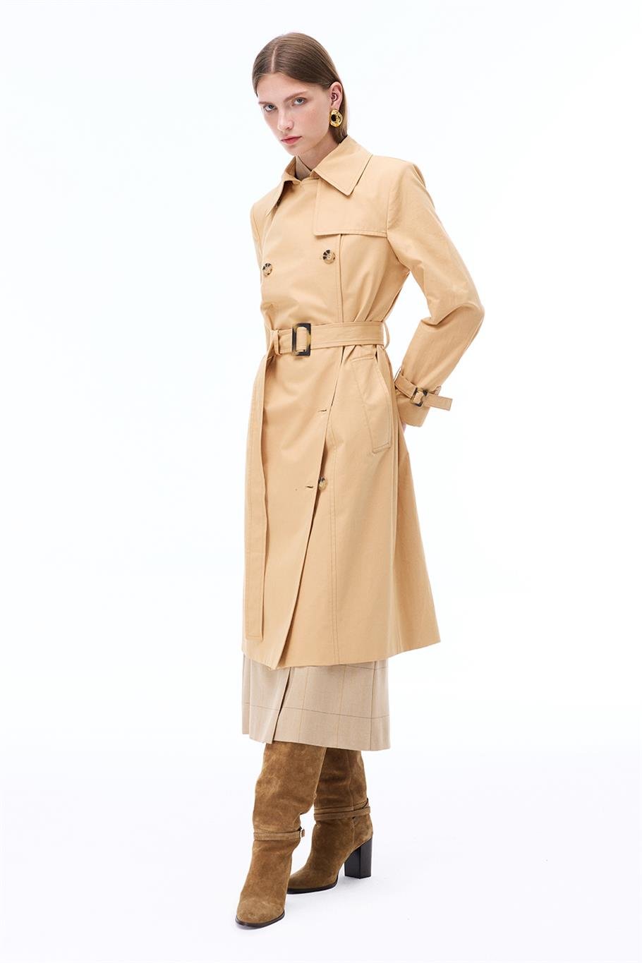 Talisman Regular Fit Diz Altı Takma Kol Devetüyü Renk Trenckot