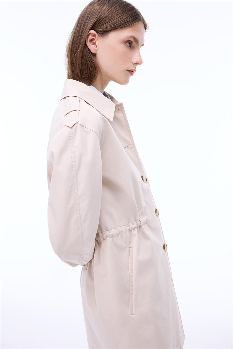 Talisman Regular Fit Takma Kol Bej Renk Trenckot