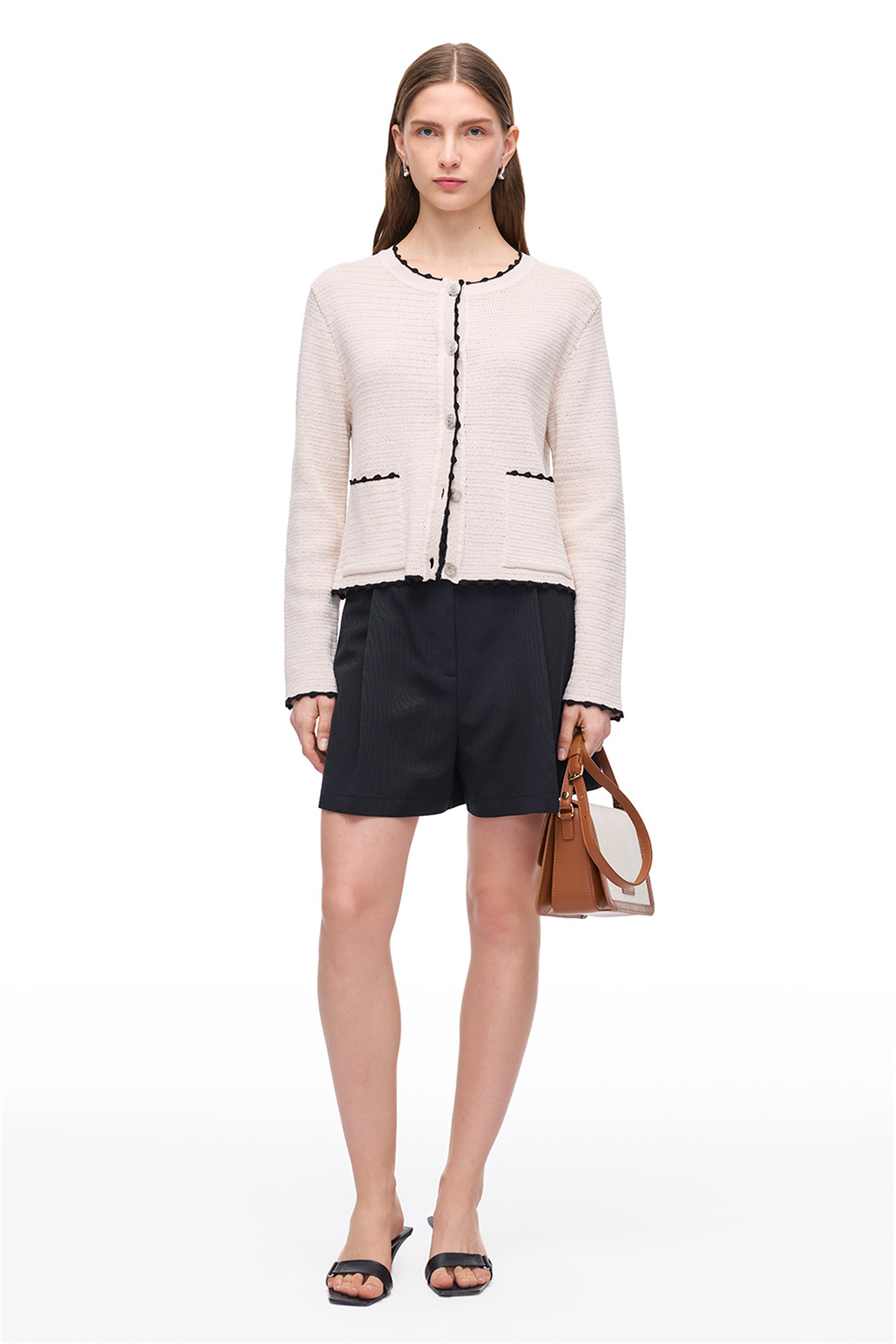 Taş Bisiklet Yaka Düğmeli Triko Hırka