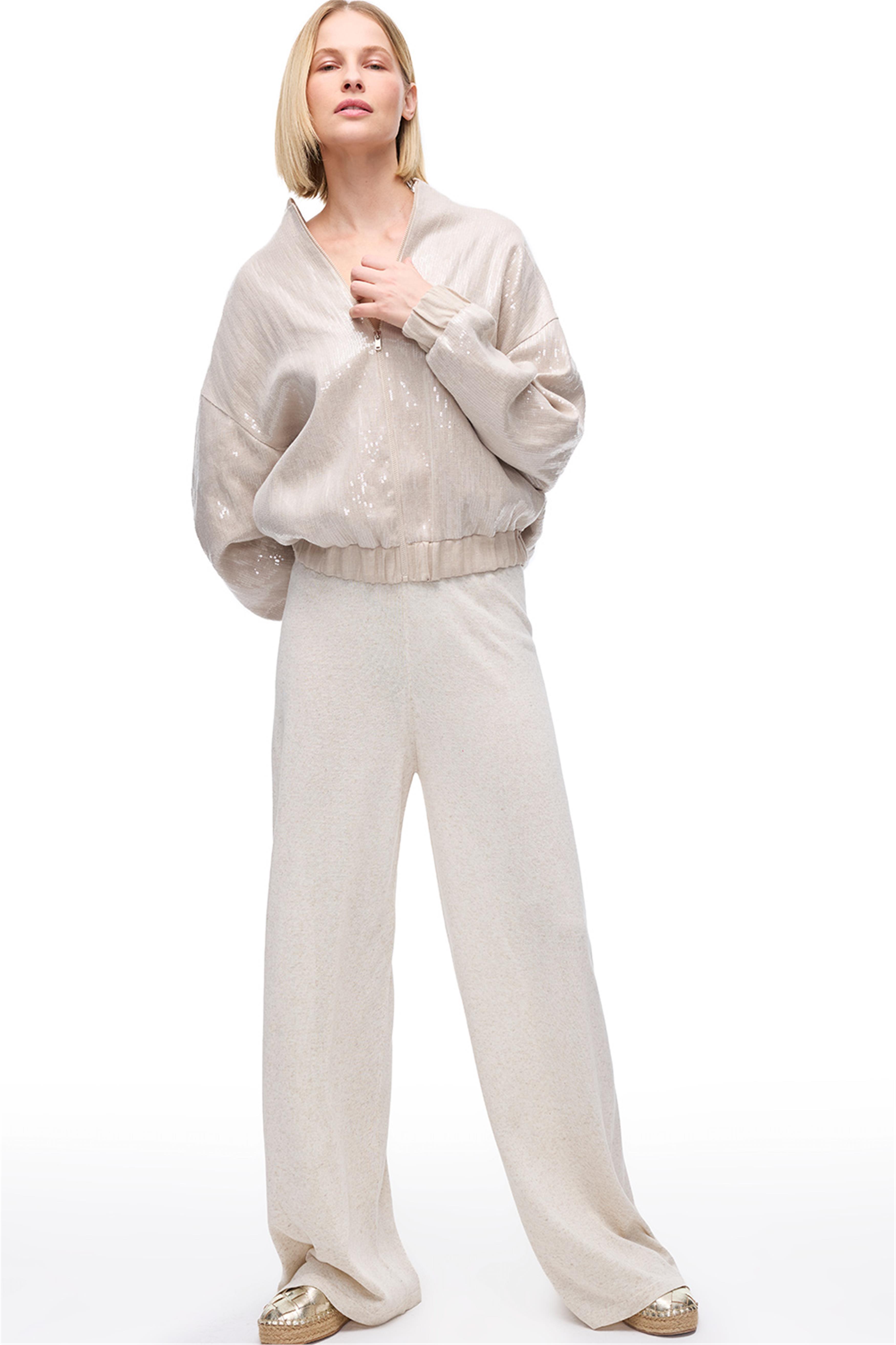 Taş Düşük Omuzlu Keten Mont