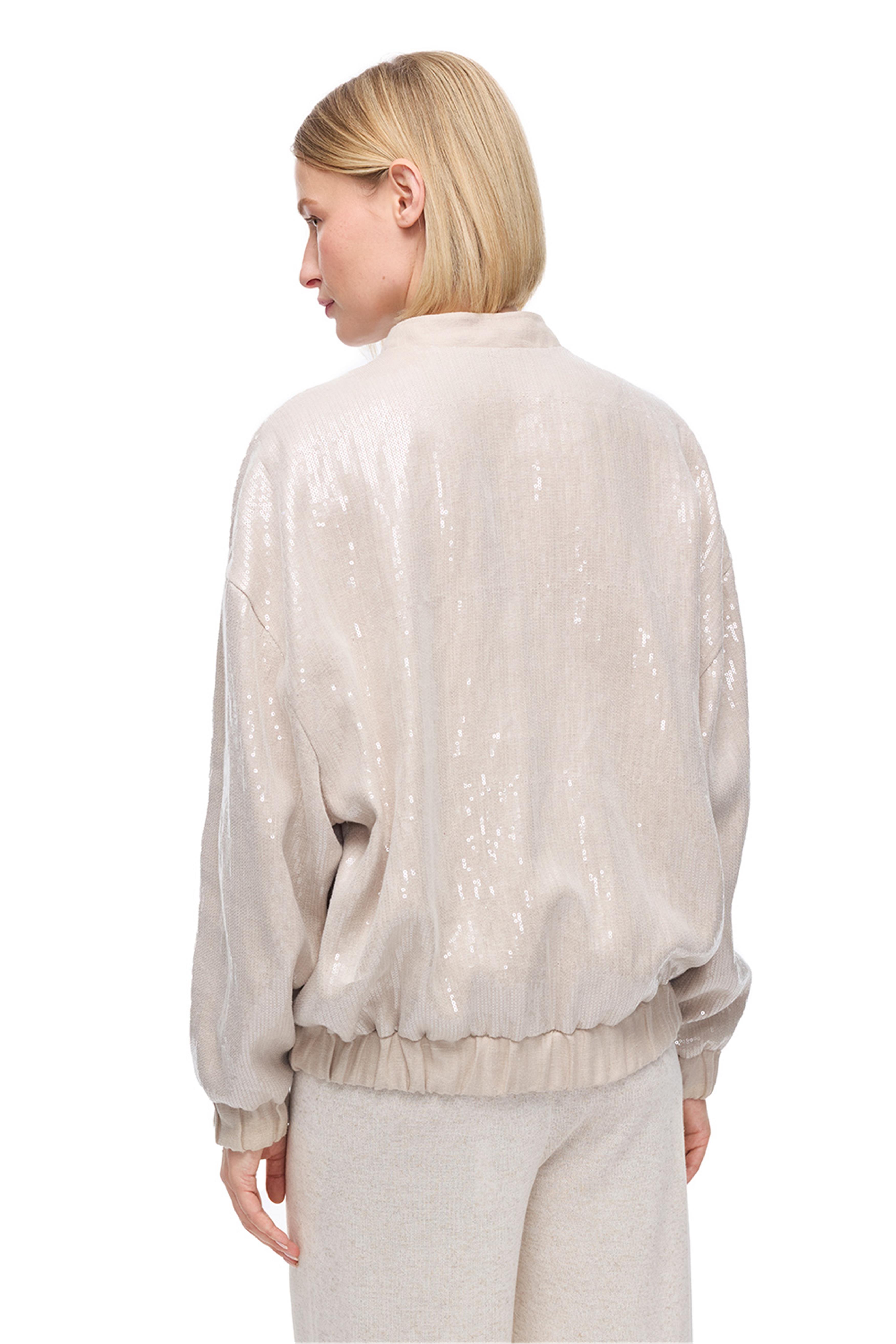 Taş Düşük Omuzlu Keten Mont