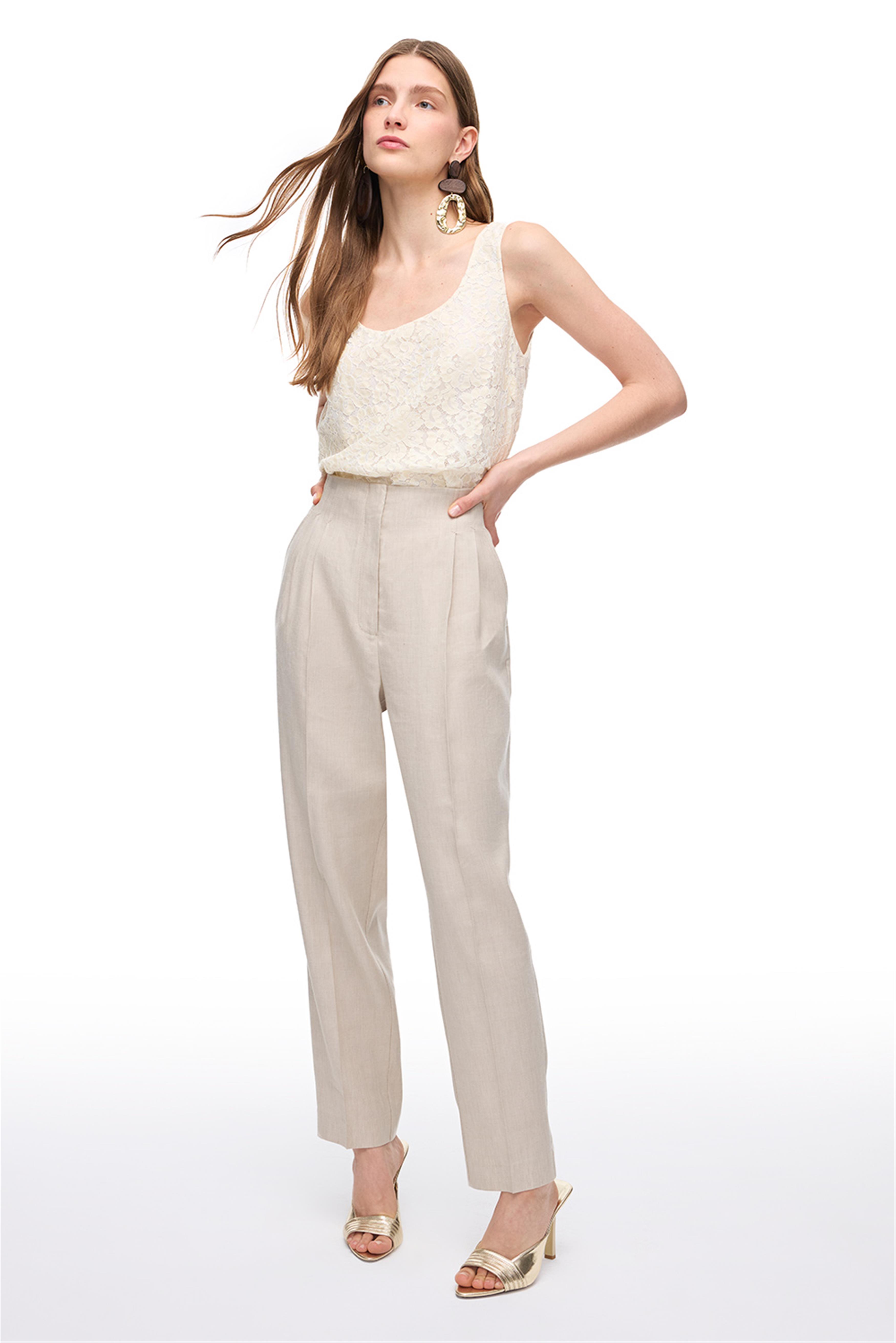 Taş Yüksek Bel Geniş Paça Pantolon